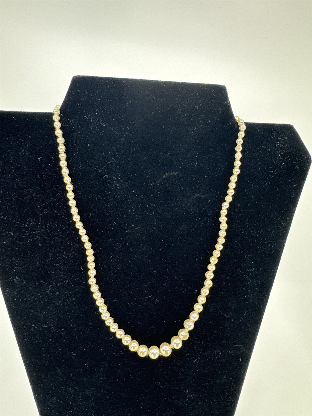 Vintage Sterling Silver Clasp Faux Champagne Pearl Necklace Individually Strung