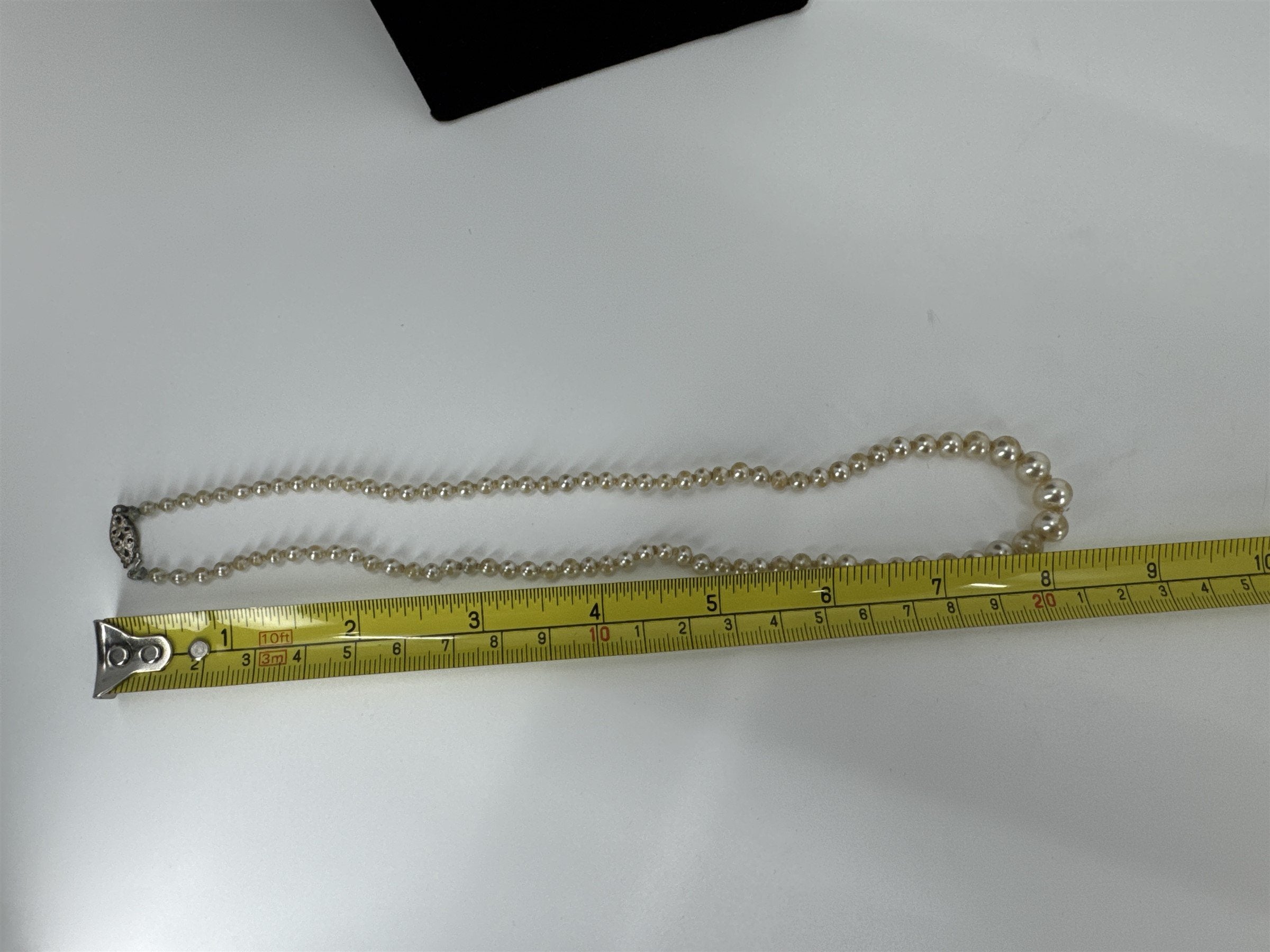 Vintage Sterling Silver Clasp Faux Champagne Pearl Necklace Individually Strung