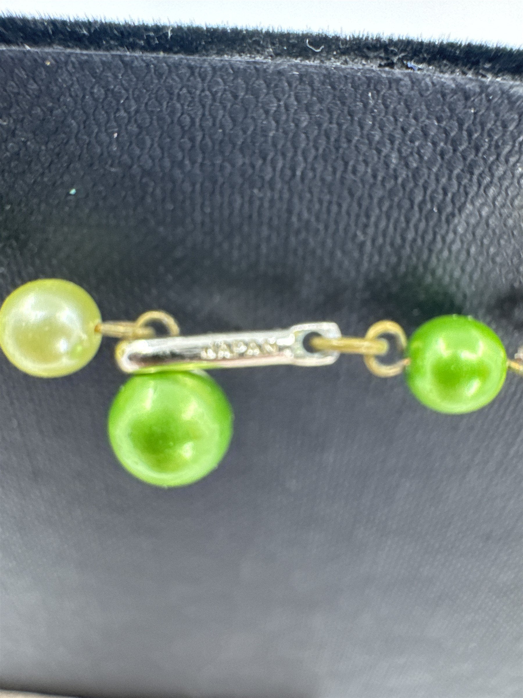 Vintage Womens Necklace 3-Strand Rose Green St. Patricks Day Necklace JAPAN