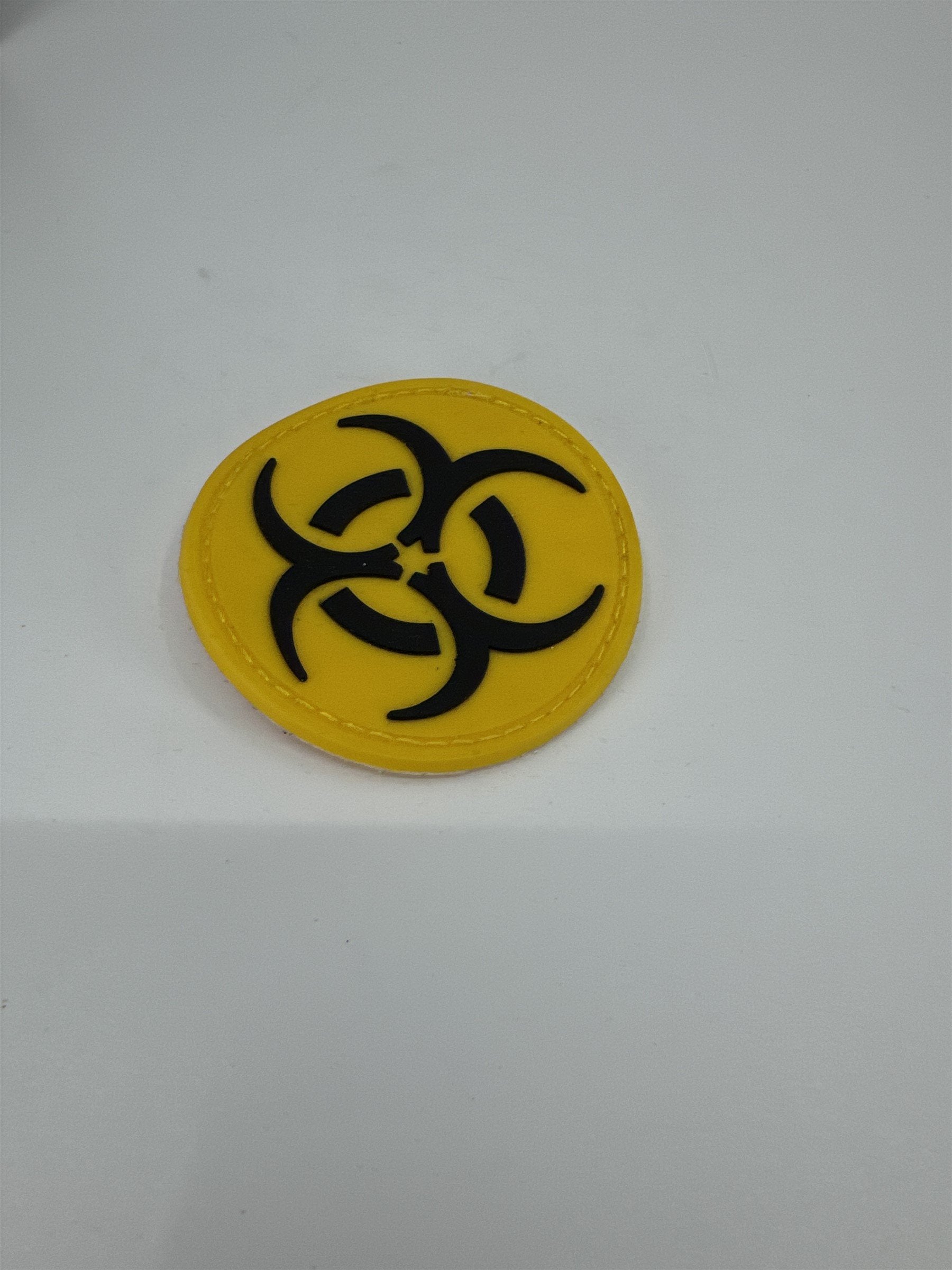 Vintage Costume Biohazard Warning Symbol Patch Hazard Rubber Patch /w Hook Back