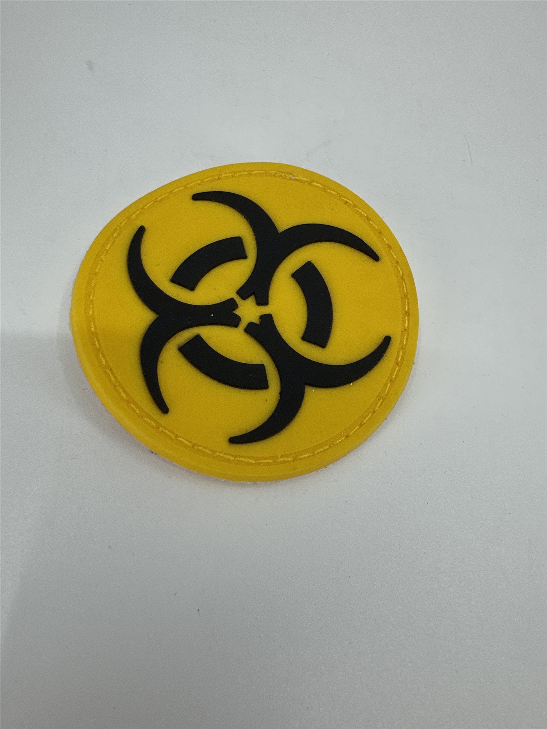 Vintage Costume Biohazard Warning Symbol Patch Hazard Rubber Patch /w Hook Back