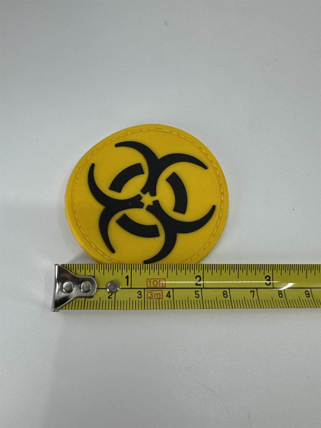 Vintage Costume Biohazard Warning Symbol Patch Hazard Rubber Patch /w Hook Back
