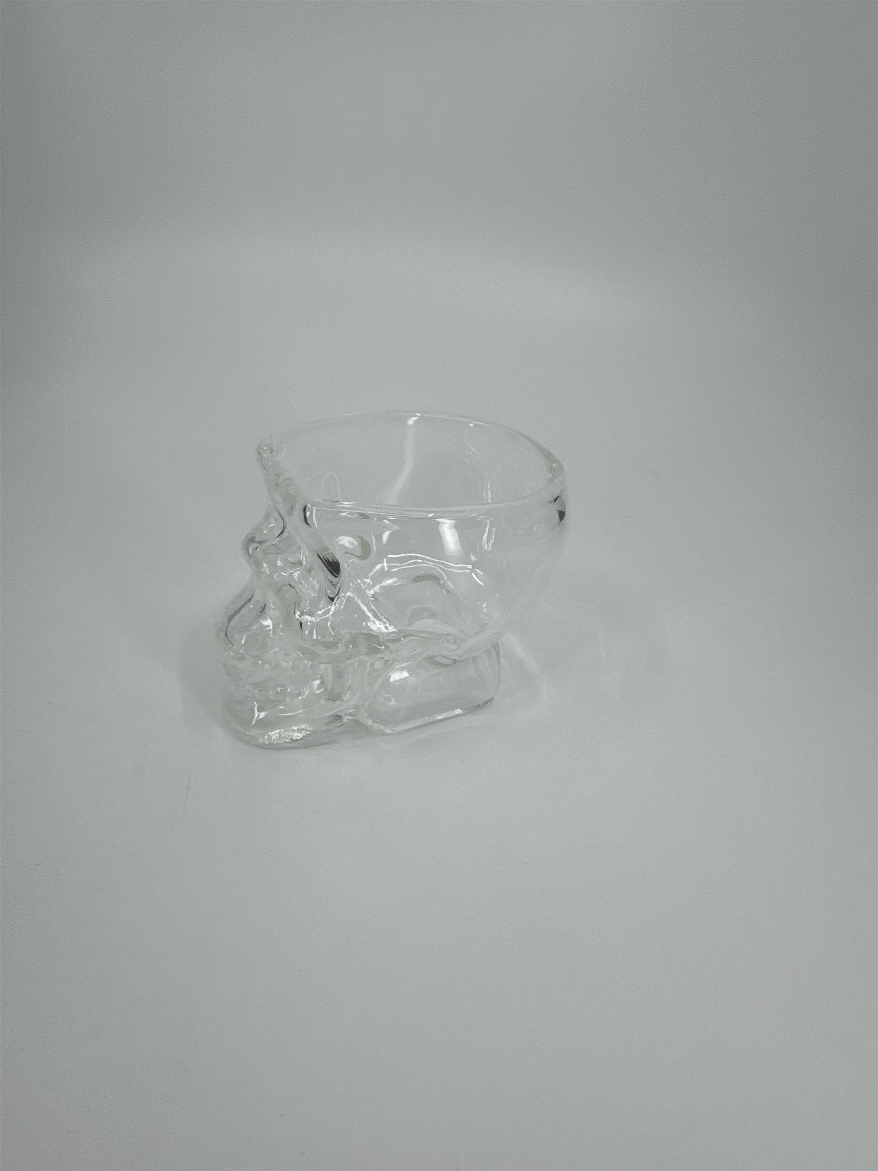 2.5" Glass Skull Halloween Decoration Paperweight Candy Holder Lidless Jar