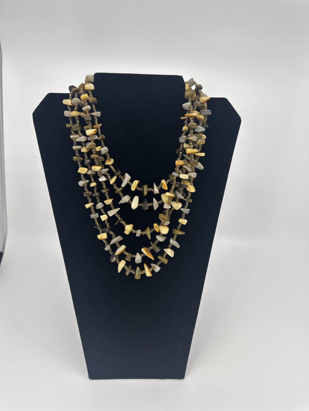 Vintage Womens Necklace Costume Jewelry JAPAN Stoned Beaded Necklace 5-Strands