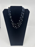 Vintage Womens Necklace Costume Jewelry JAPAN Black Stones and Iridescent Beads