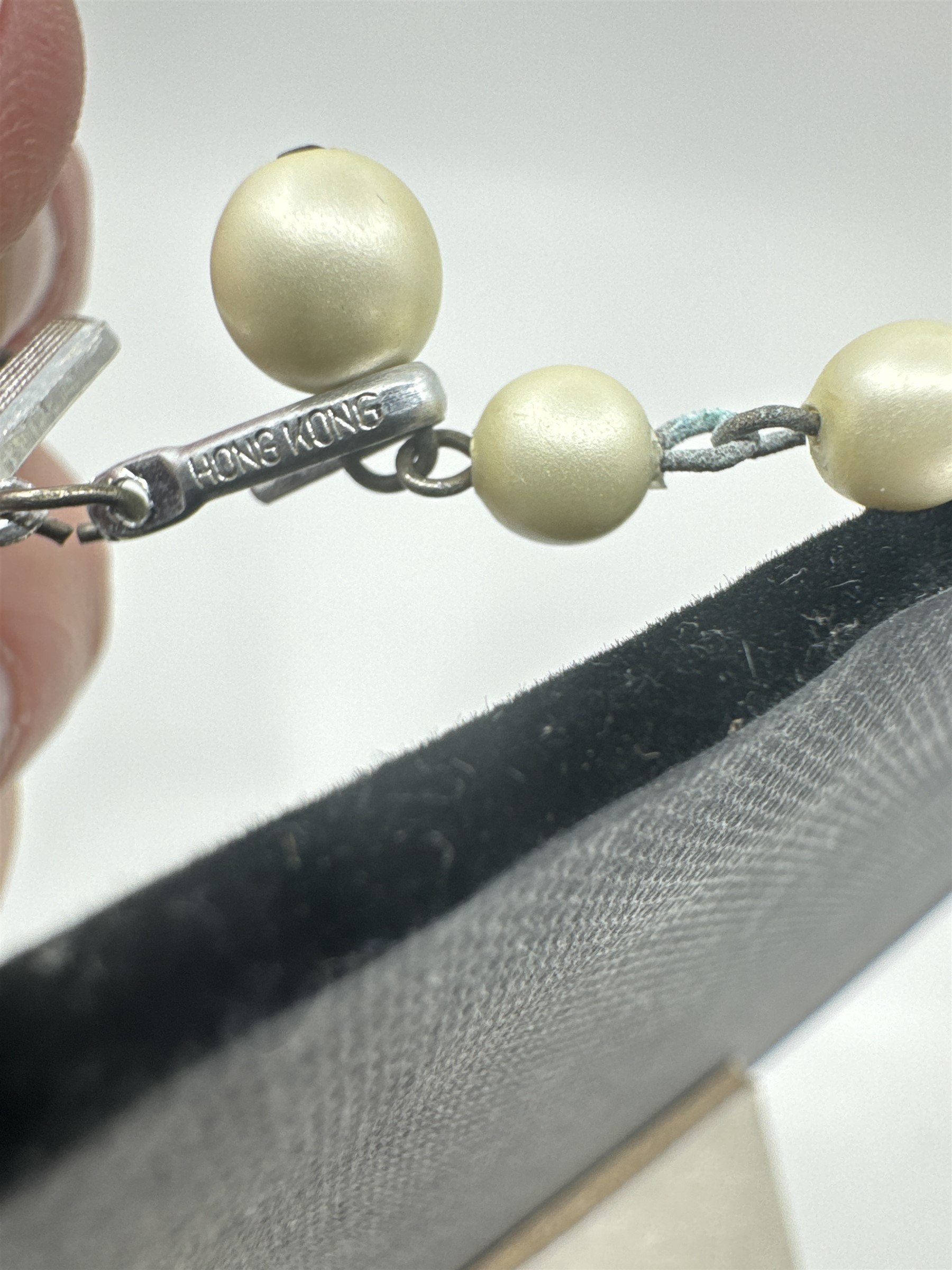 Vintage Hong Kong Costume Jewelry Faux Pearl 4-Strand Necklace