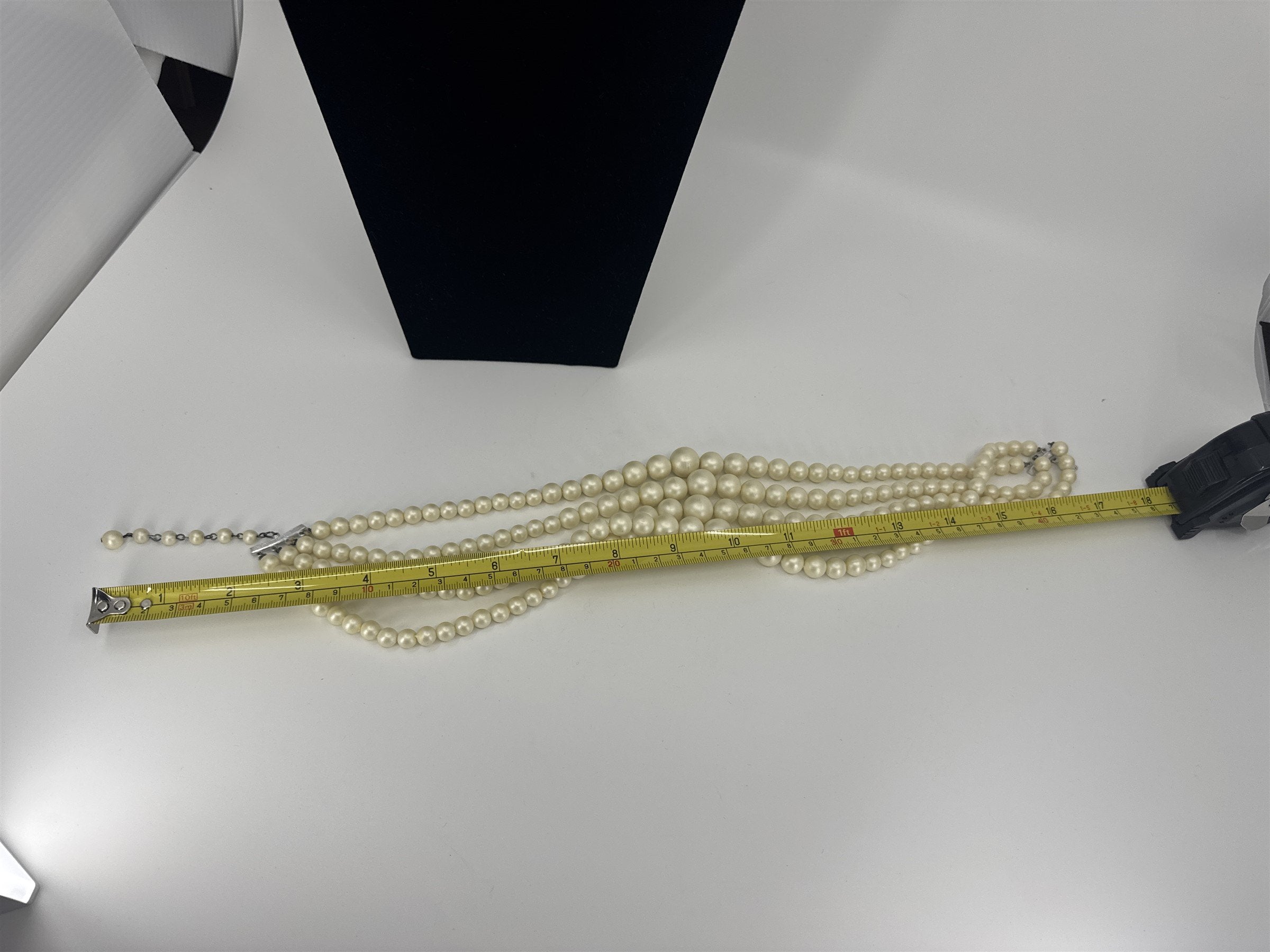 Vintage Hong Kong Costume Jewelry Faux Pearl 4-Strand Necklace