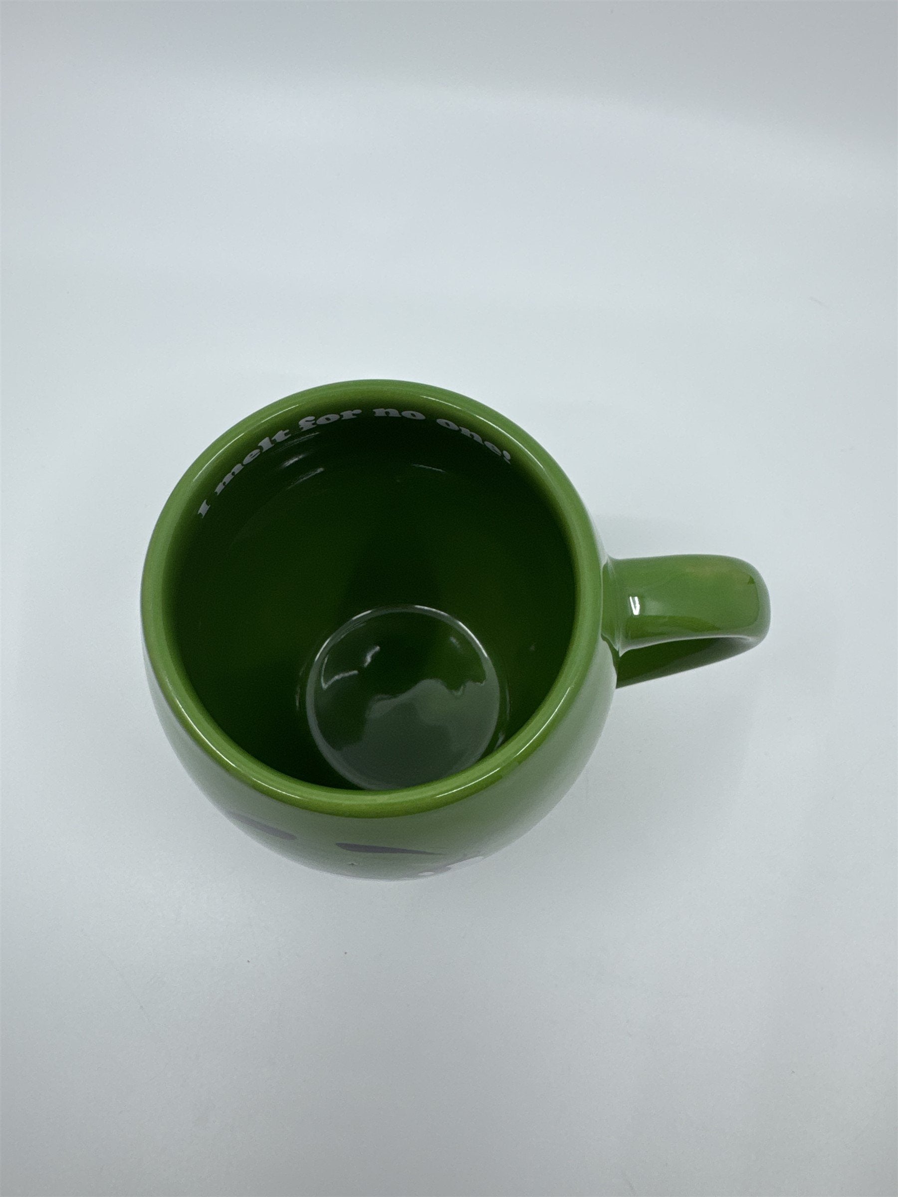 M&M World I Melt for No One Large 20oz Green Barrel Coffee Mug Cup (Chip/Crack)