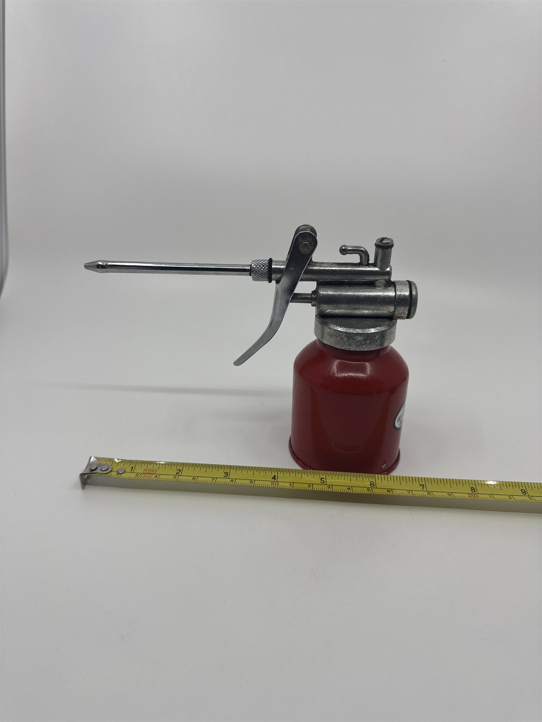 Vintage Red Oil Can Pump Oiler Pressure Fed Oil Gun SKU #36629 for Oil Sprayer