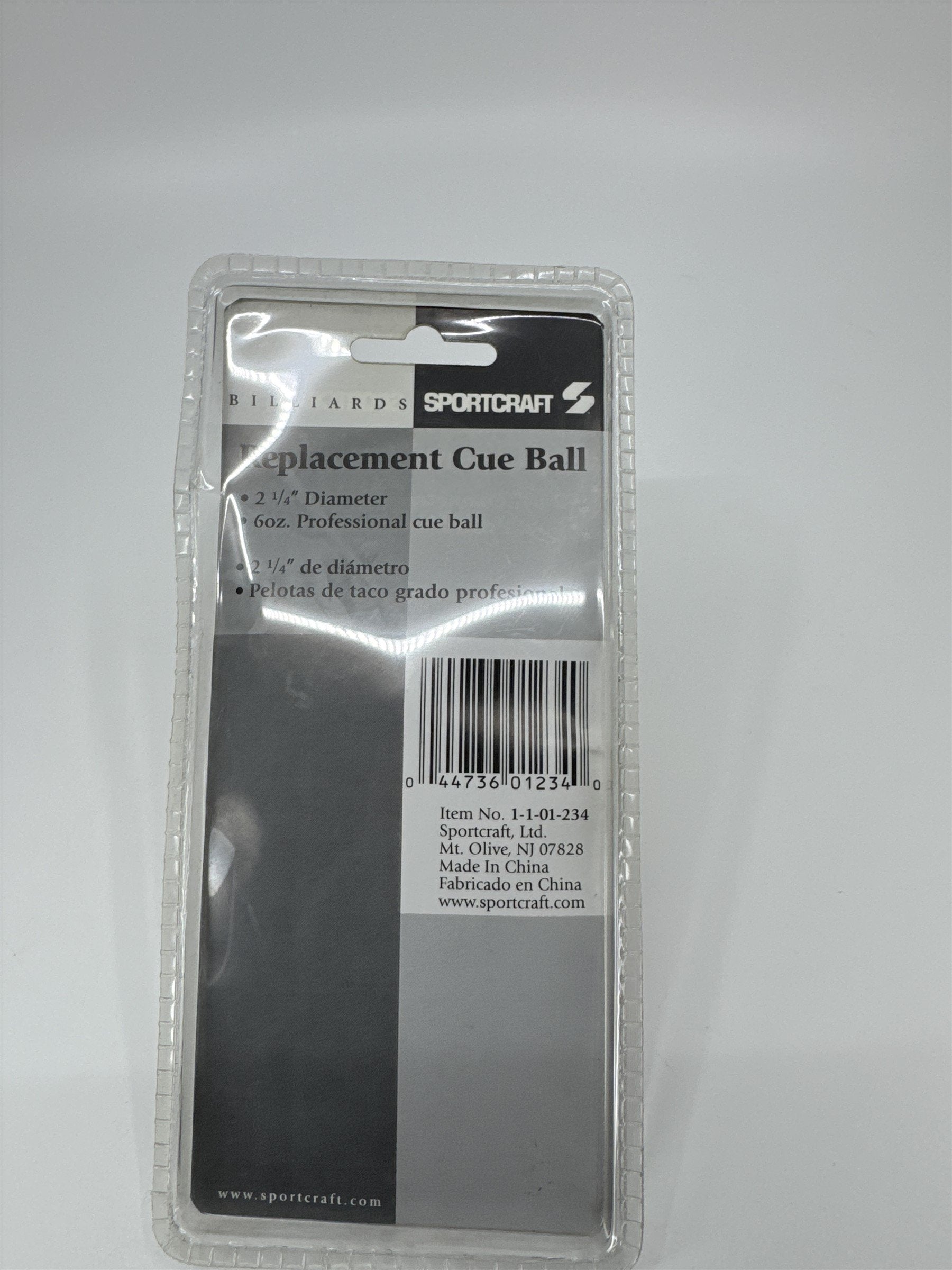 Billiards Sportcraft Replacement Cue Ball 2-1/4" Diameter 6oz Professional Cue