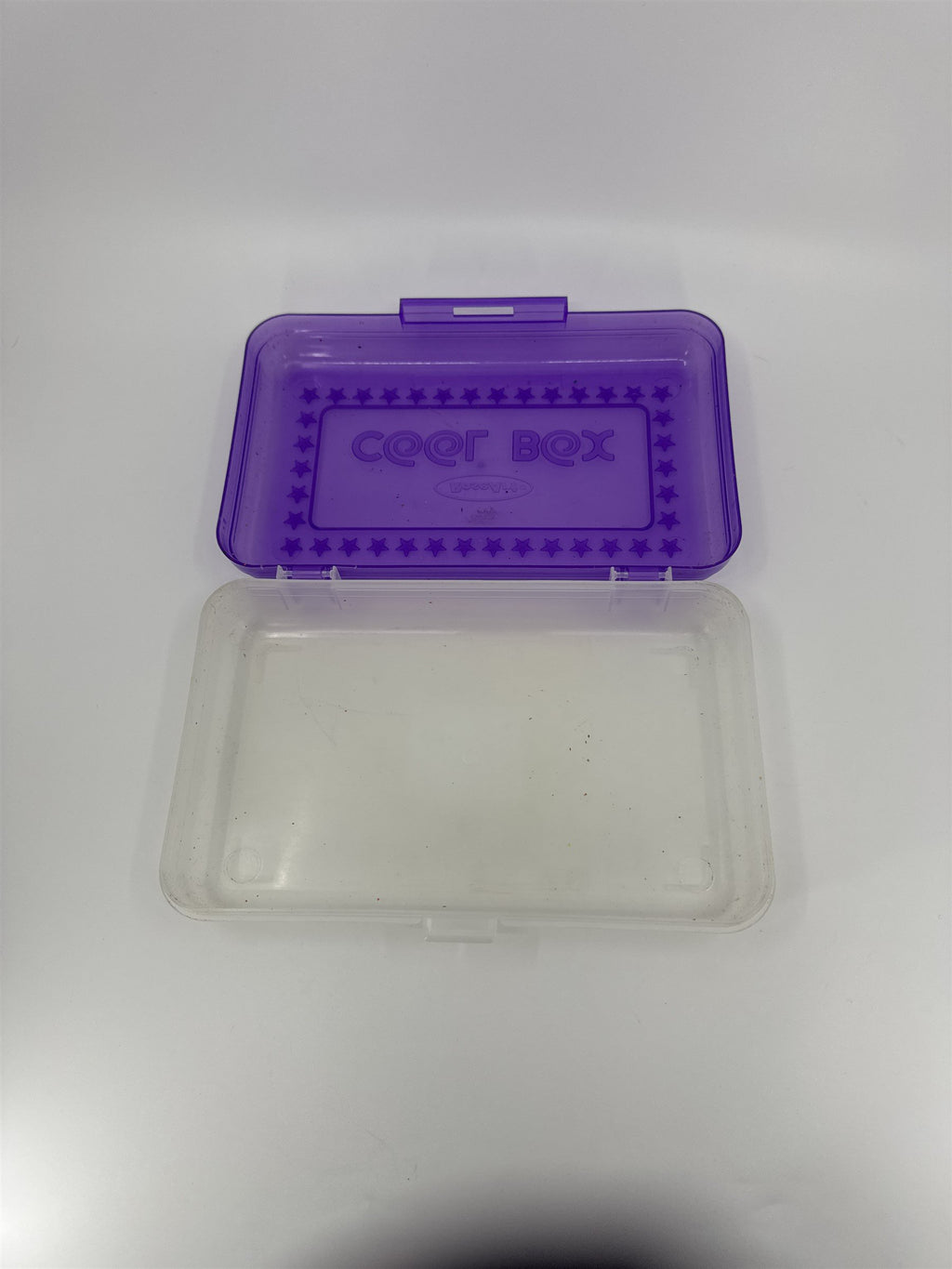 Vintage Purple RoseArt Cool Box Pencil Box w Hatch Latching Lid