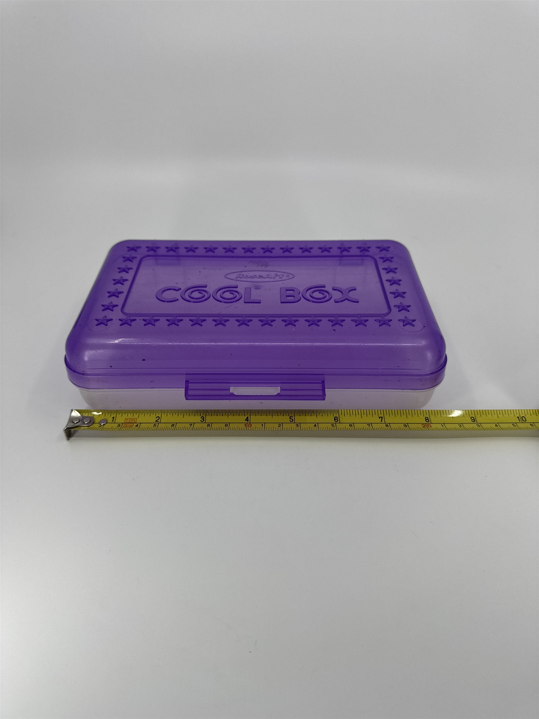 Vintage Purple RoseArt Cool Box Pencil Box w Hatch Latching Lid