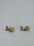 Vintage Faux Pearl and Rhinestone Clip-On Earrings Costume Jewelry