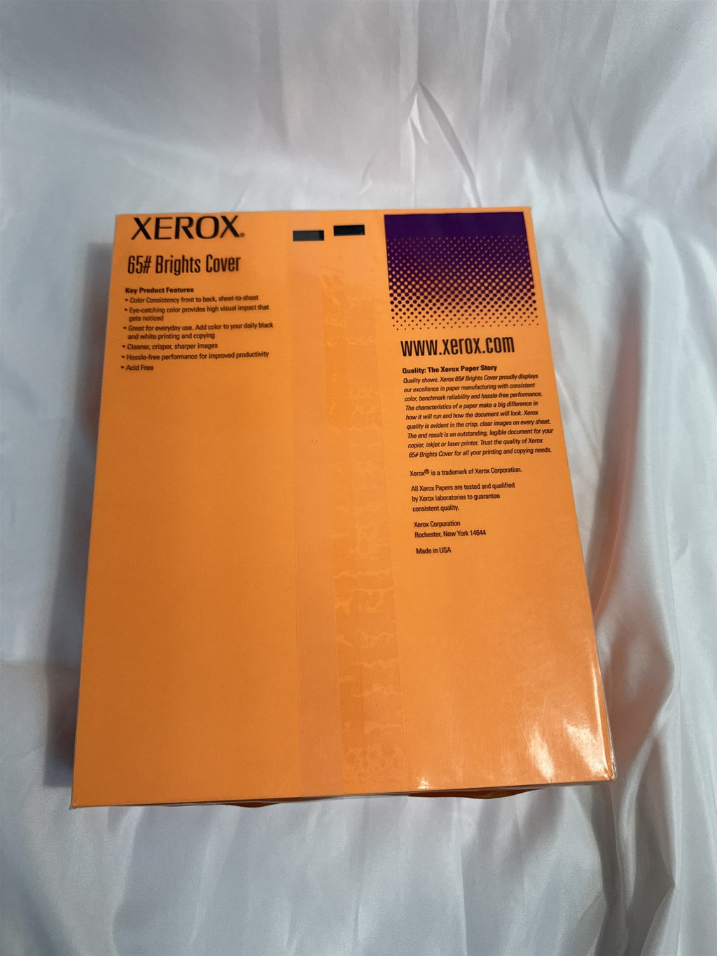 XEROX BRIGHTS COVER 65 Lb. 250 Sheet REAM 8.5" x 11" NOS CERTIFICATES ORANGE