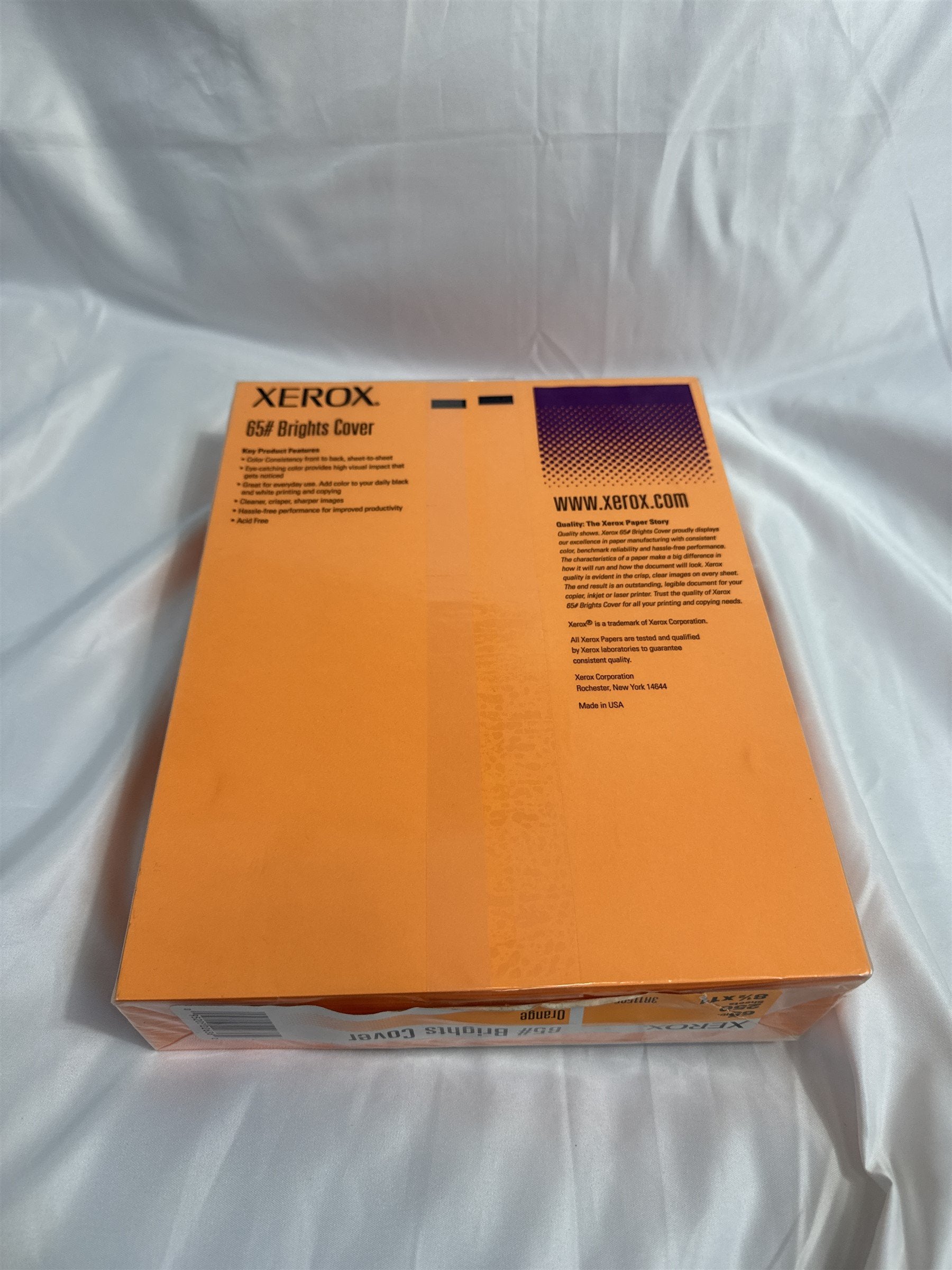 XEROX BRIGHTS COVER 65 Lb. 250 Sheet REAM 8.5" x 11" NOS CERTIFICATES ORANGE