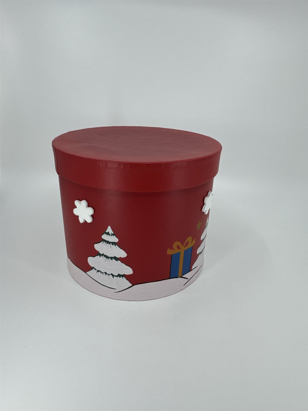 Vintage Stackable Santa Boxes /w Beard Snowmen Trees Cardboard Round Santa Hat