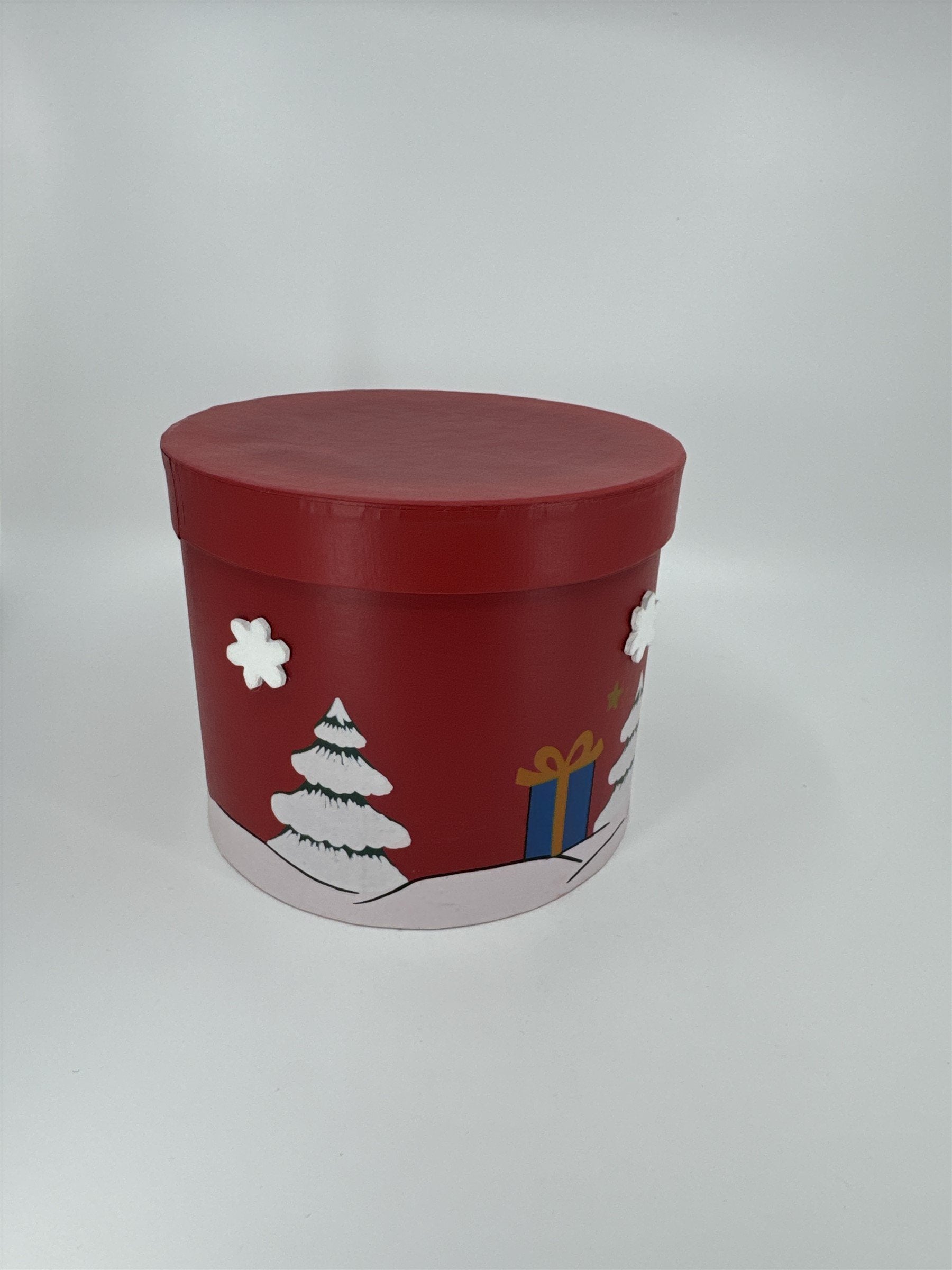 Vintage Stackable Santa Boxes /w Beard Snowmen Trees Cardboard Round Santa Hat