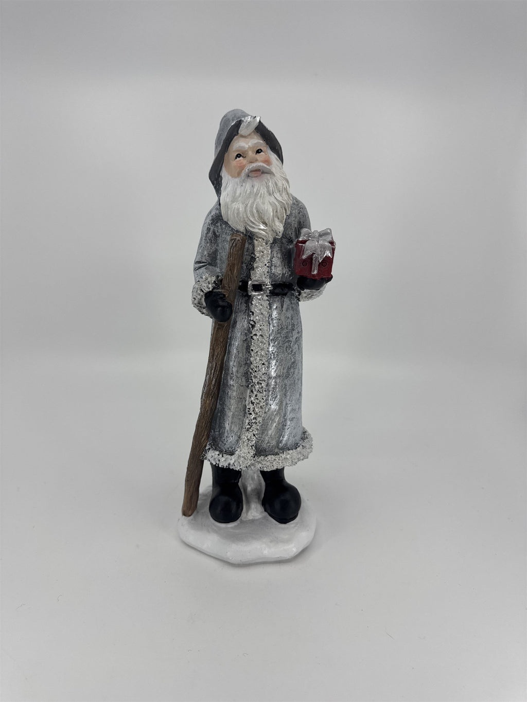 Vintage Old World Santa Claus Saint Nicholas Figurine Walking Stick and Present