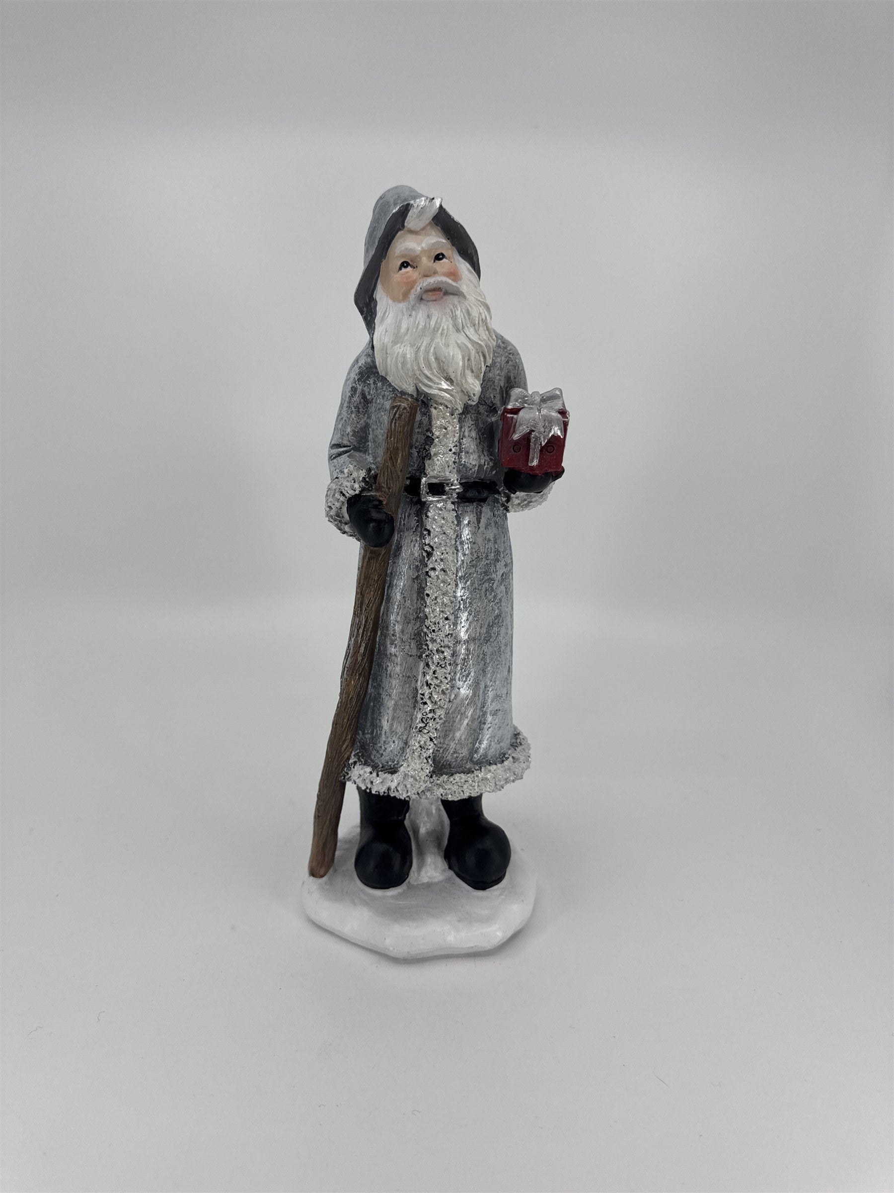 Vintage Old World Santa Claus Saint Nicholas Figurine Walking Stick and Present