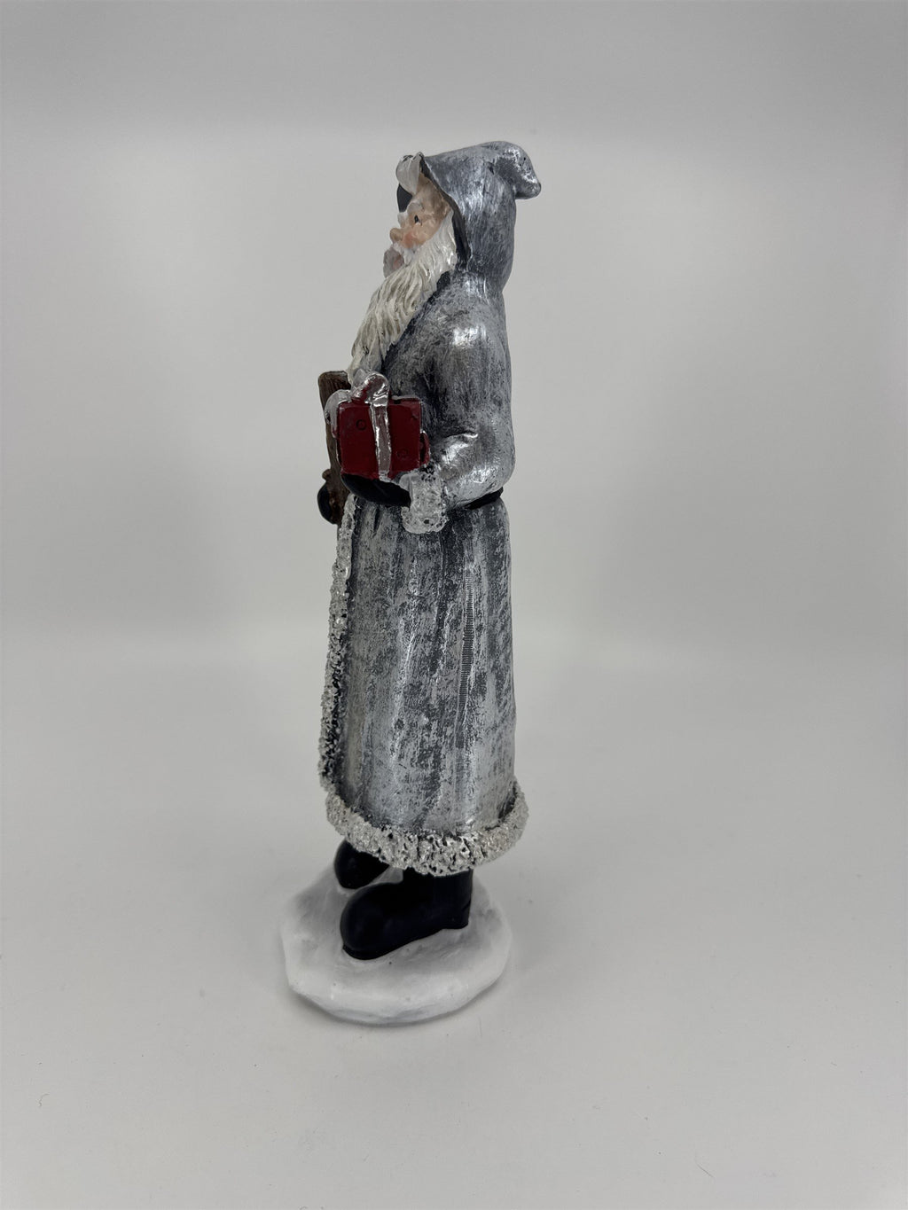 Vintage Old World Santa Claus Saint Nicholas Figurine Walking Stick and Present