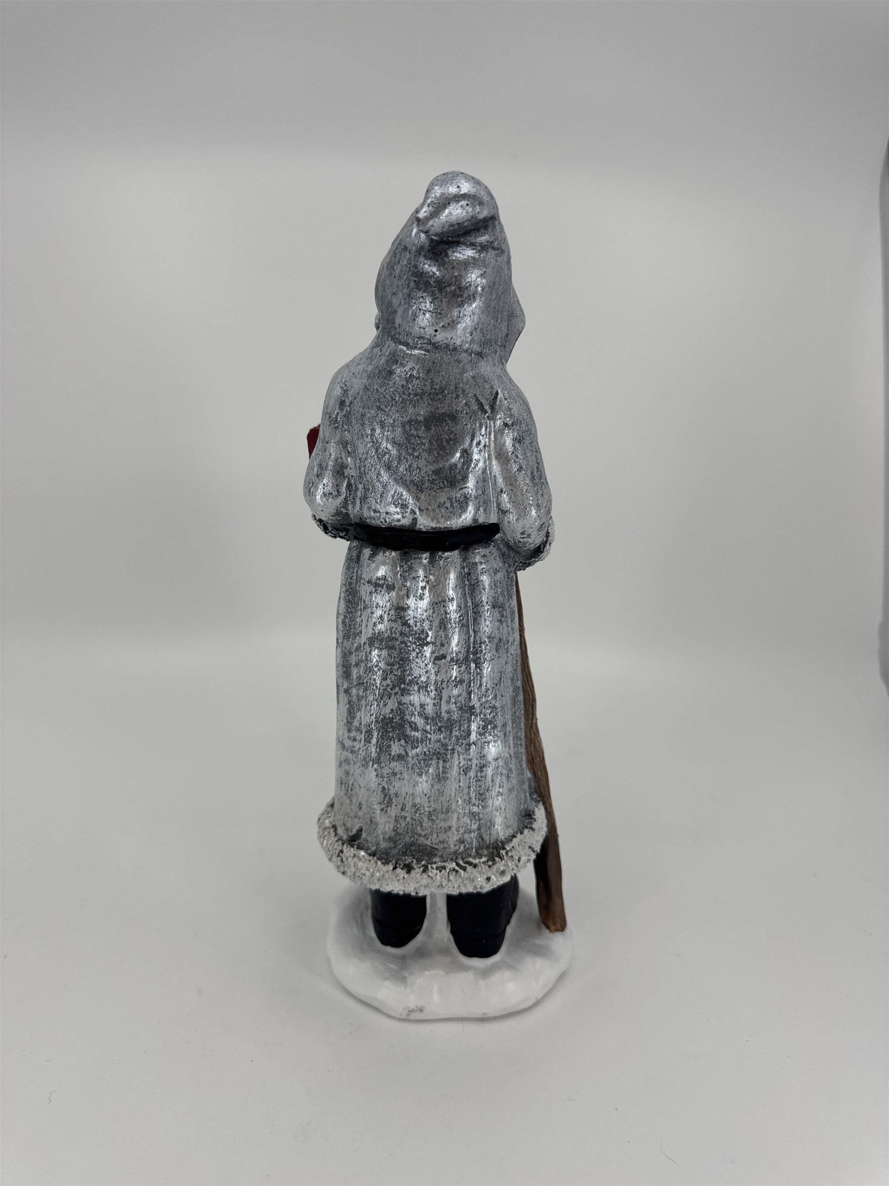 Vintage Old World Santa Claus Saint Nicholas Figurine Walking Stick and Present