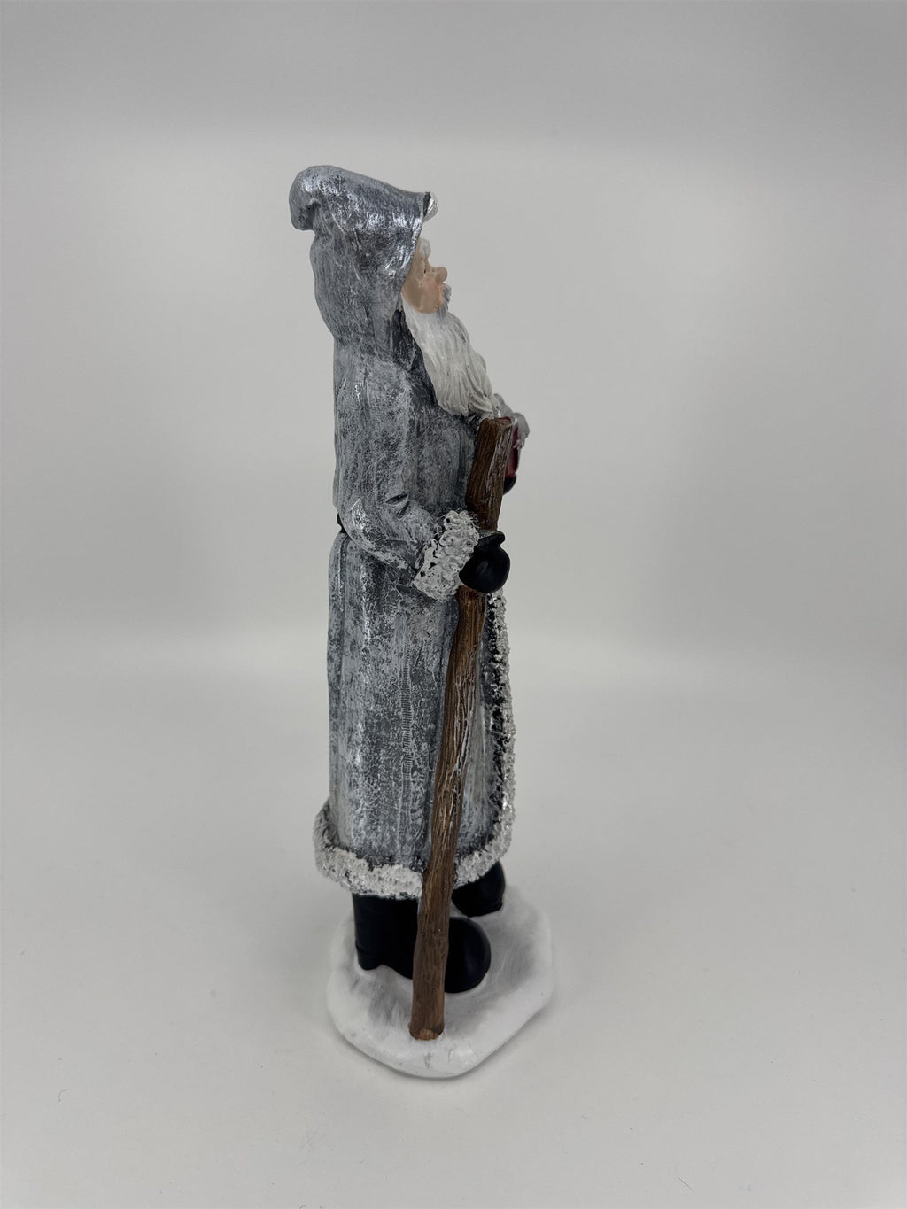 Vintage Old World Santa Claus Saint Nicholas Figurine Walking Stick and Present