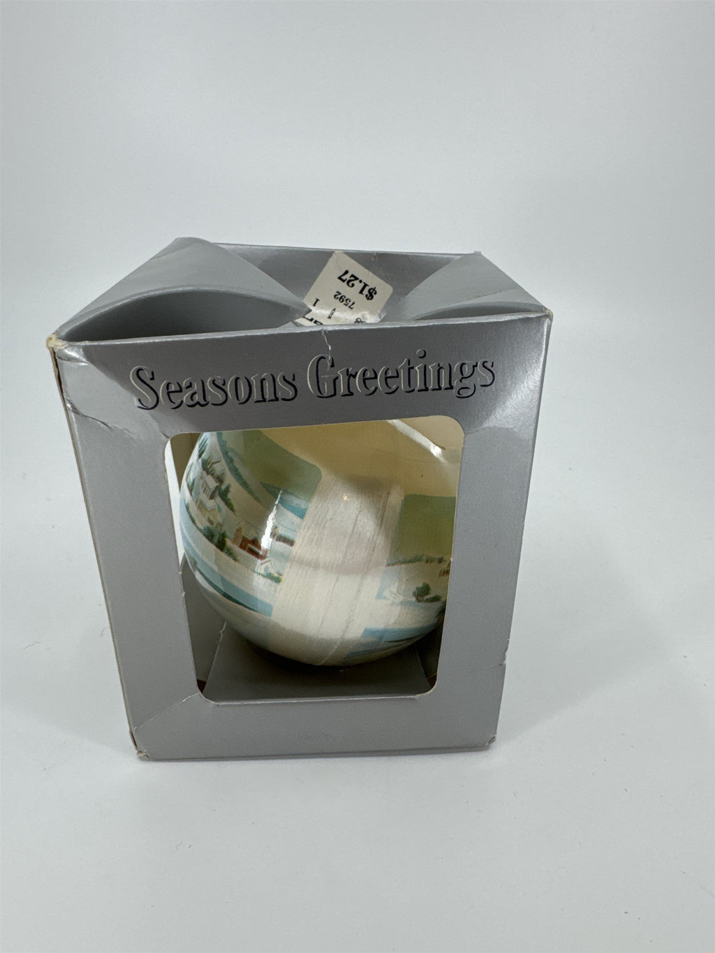 Vintage 1988 Hallmark Christmas Ornament Kmart Ball Shining Glass Barn Sleigh