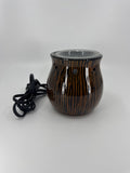 Scentsy Zingana Black Brown Stripes Wood-Grain Rustic Wax Warmer Heater WORKS