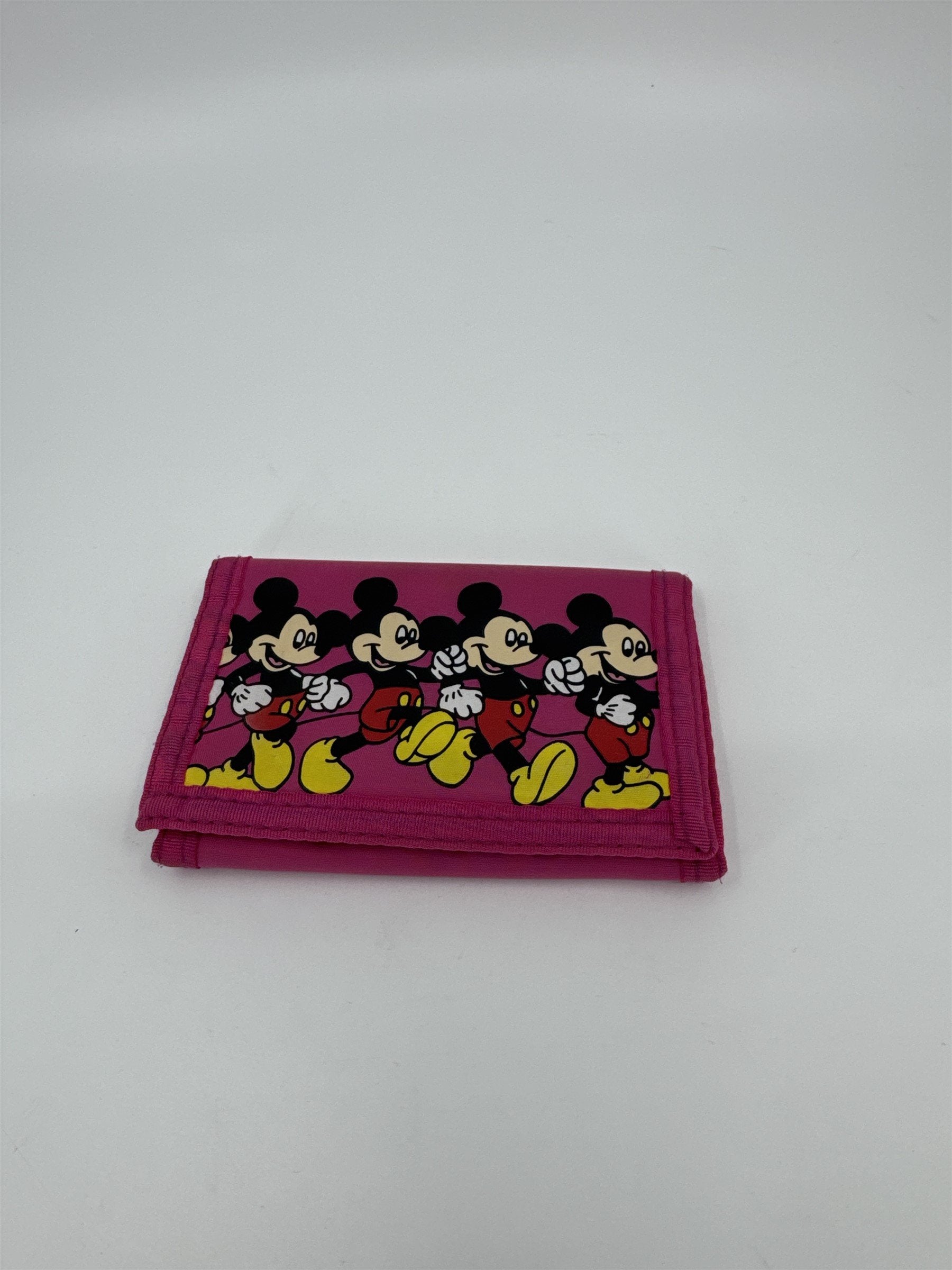 Vintage Pink Mickey Mouse Disney Billfold Wallet Full Size Hook Loop Close 84167