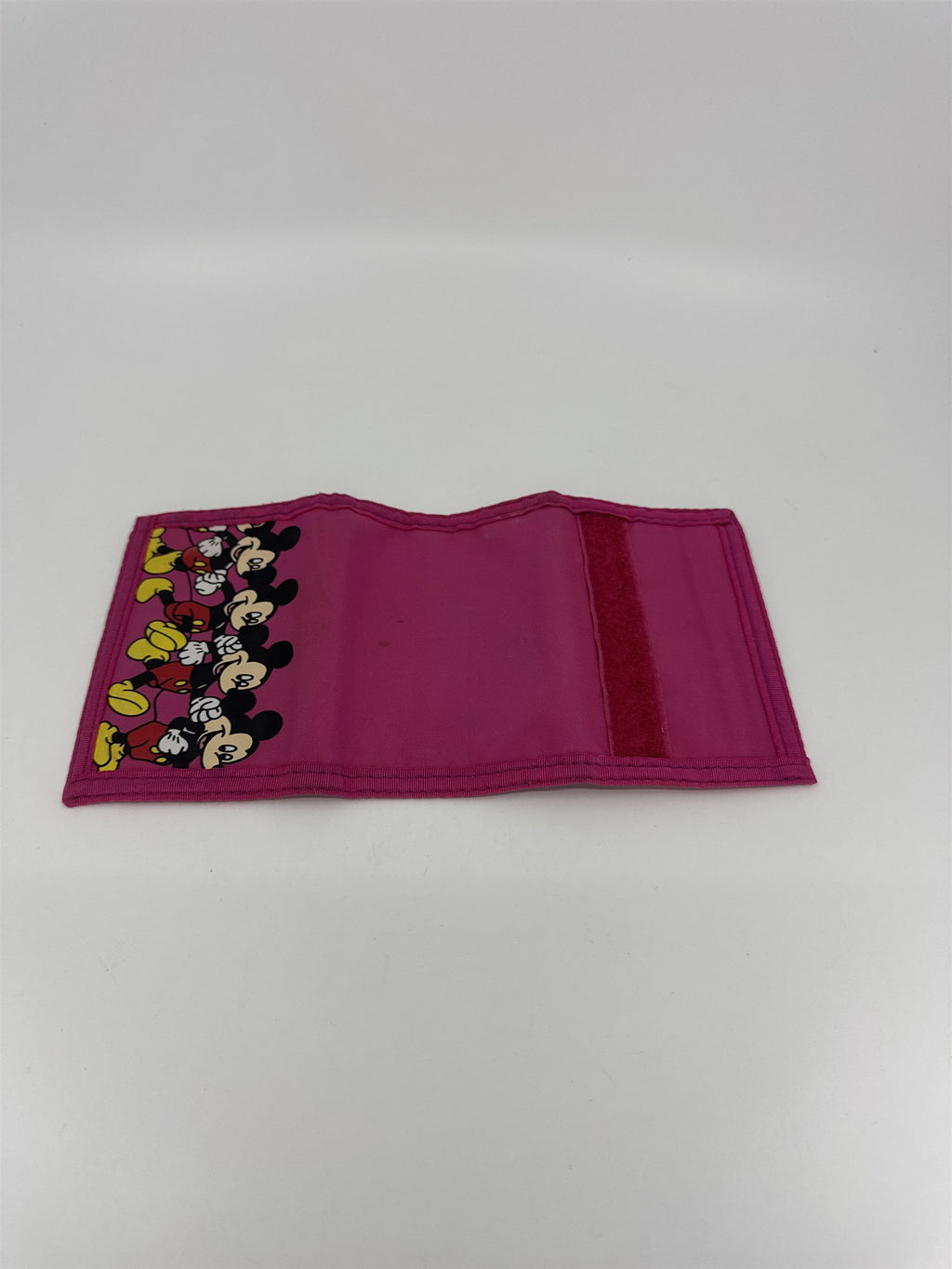 Vintage Pink Mickey Mouse Disney Billfold Wallet Full Size Hook Loop Close 84167