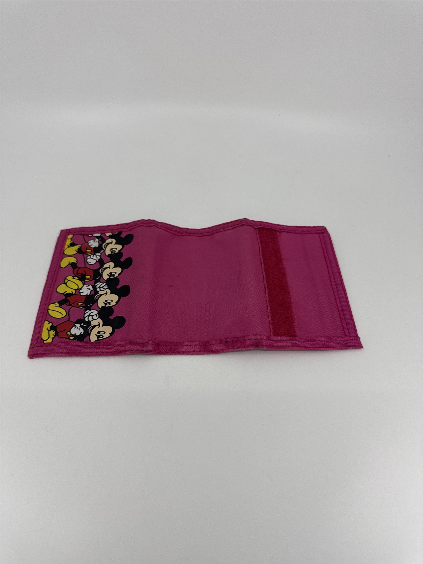 Vintage Pink Mickey Mouse Disney Billfold Wallet Full Size Hook Loop Close 84167