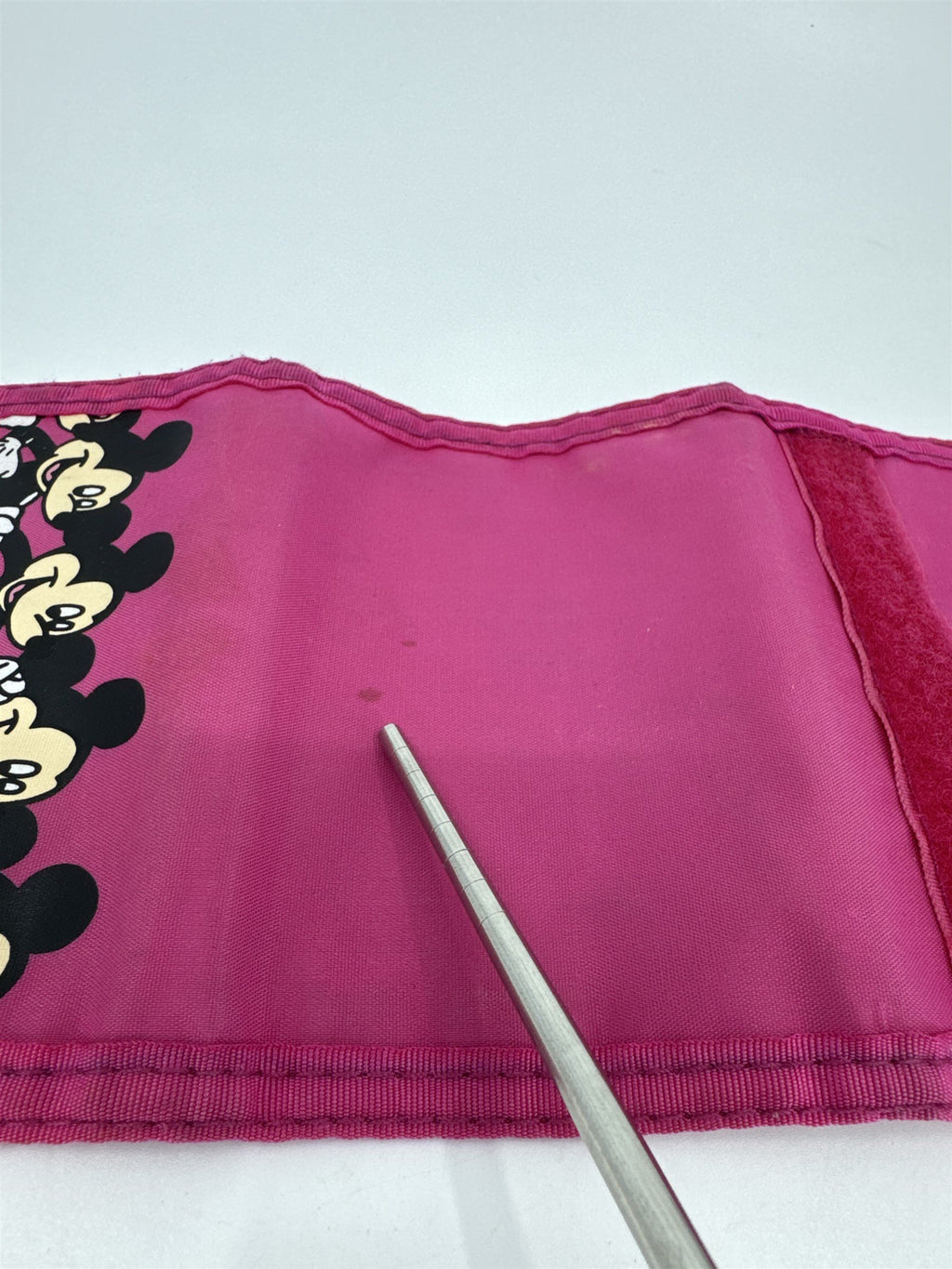 Vintage Pink Mickey Mouse Disney Billfold Wallet Full Size Hook Loop Close 84167