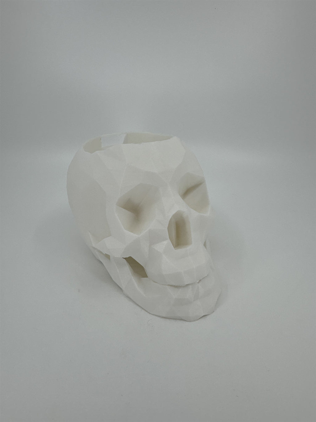 White 3D Printed Human Skull Amazon Echo Dot Holder Display Halloween