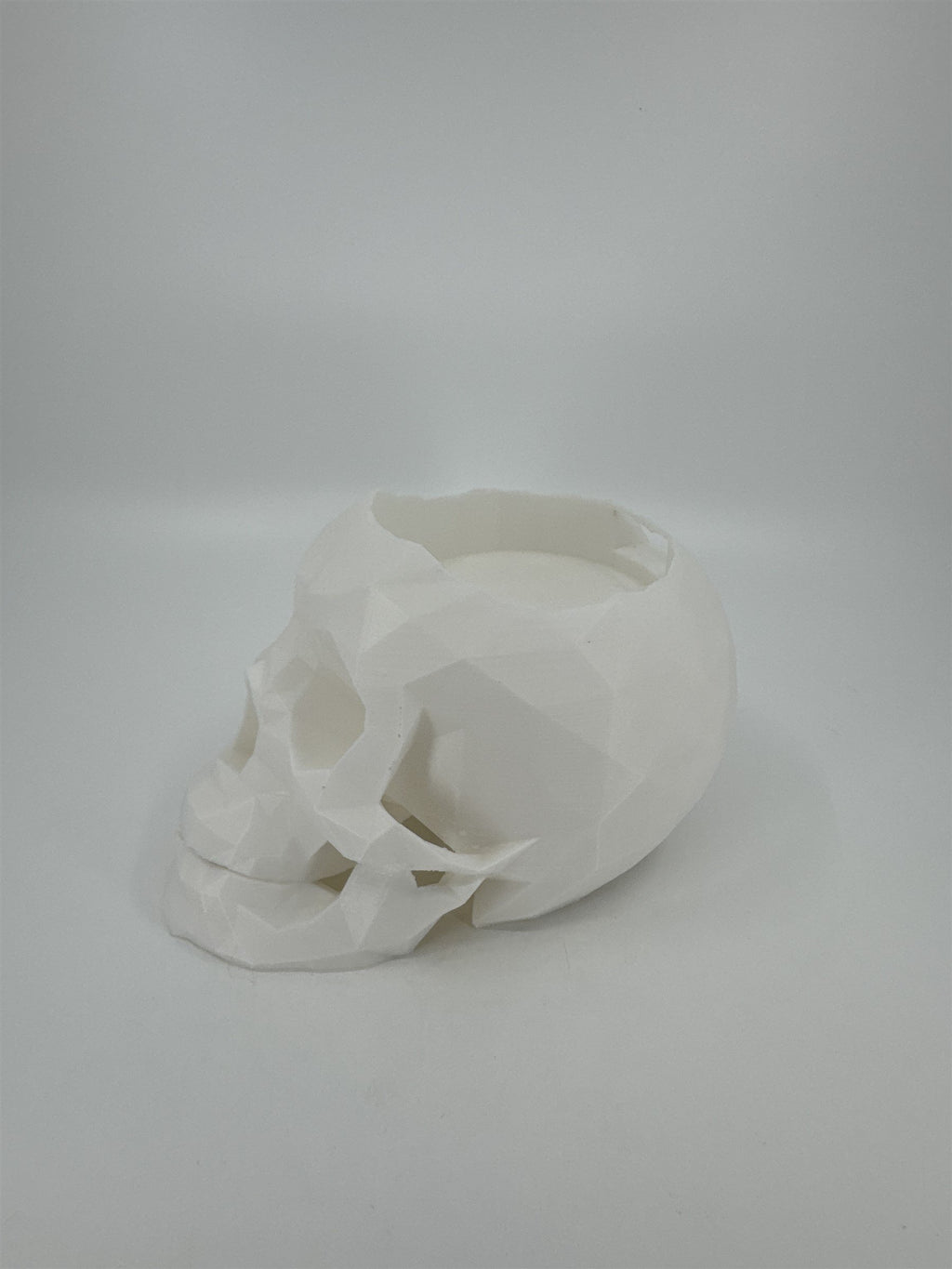 White 3D Printed Human Skull Amazon Echo Dot Holder Display Halloween