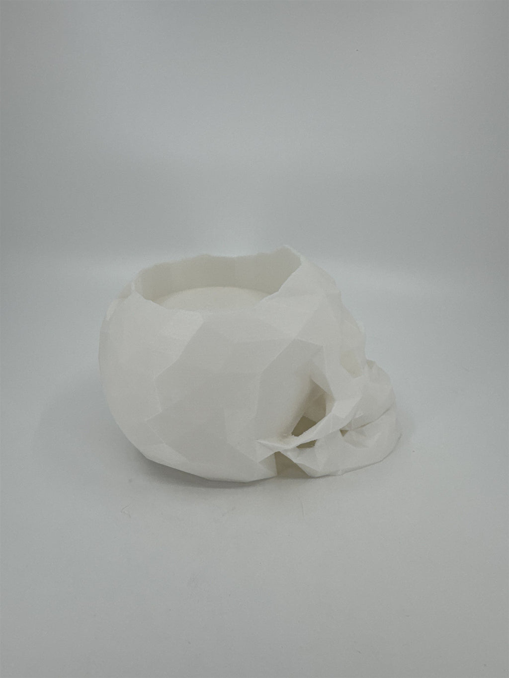 White 3D Printed Human Skull Amazon Echo Dot Holder Display Halloween