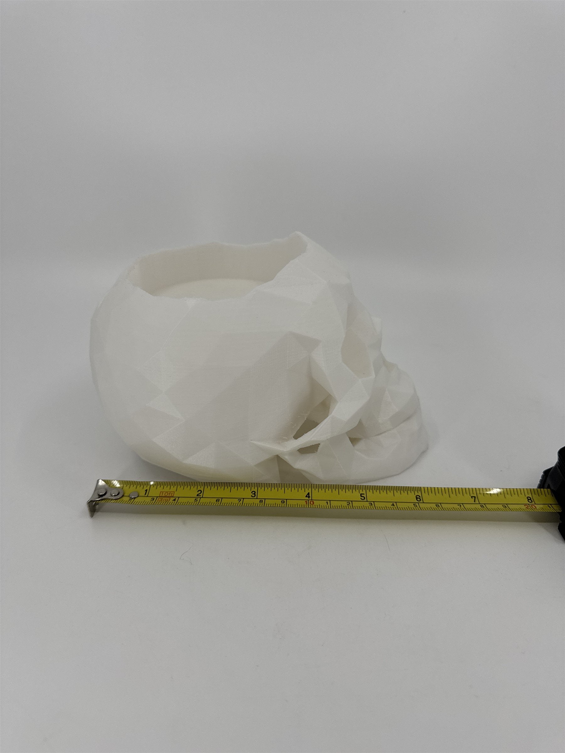 White 3D Printed Human Skull Amazon Echo Dot Holder Display Halloween