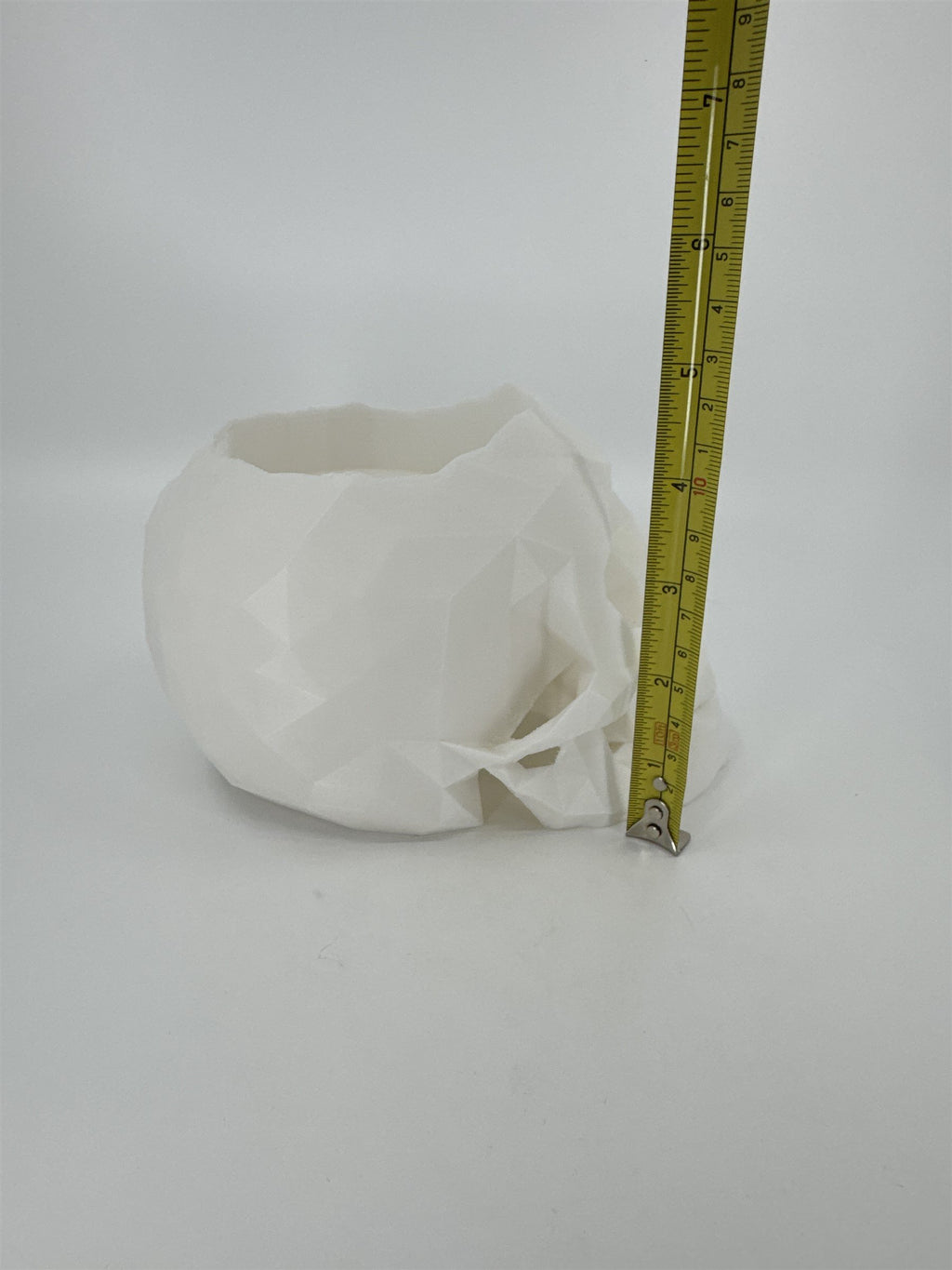 White 3D Printed Human Skull Amazon Echo Dot Holder Display Halloween