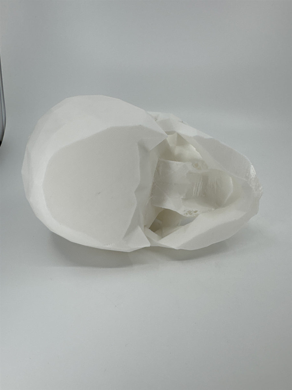 White 3D Printed Human Skull Amazon Echo Dot Holder Display Halloween