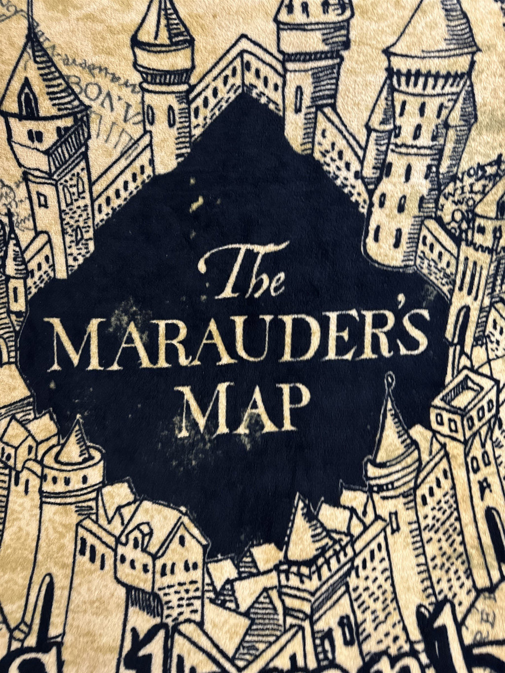 Harry Potter Marauder's Map Throw Blanket Northwest Black and Gold 48x60