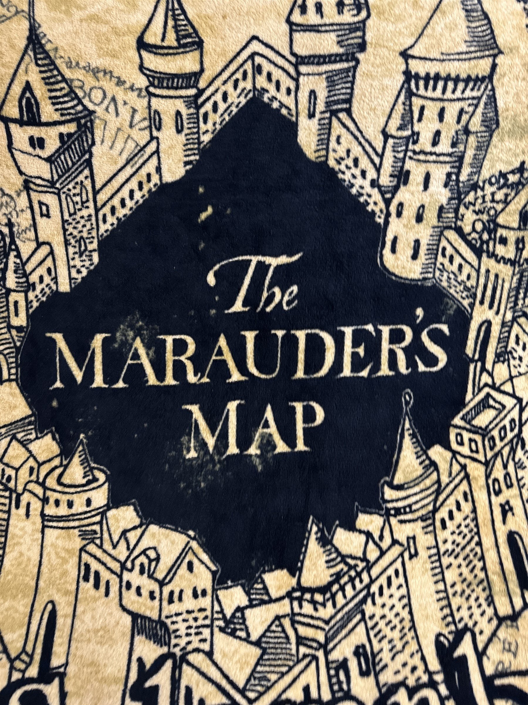 Harry Potter Marauder's Map Throw Blanket Northwest Black and Gold 48x60