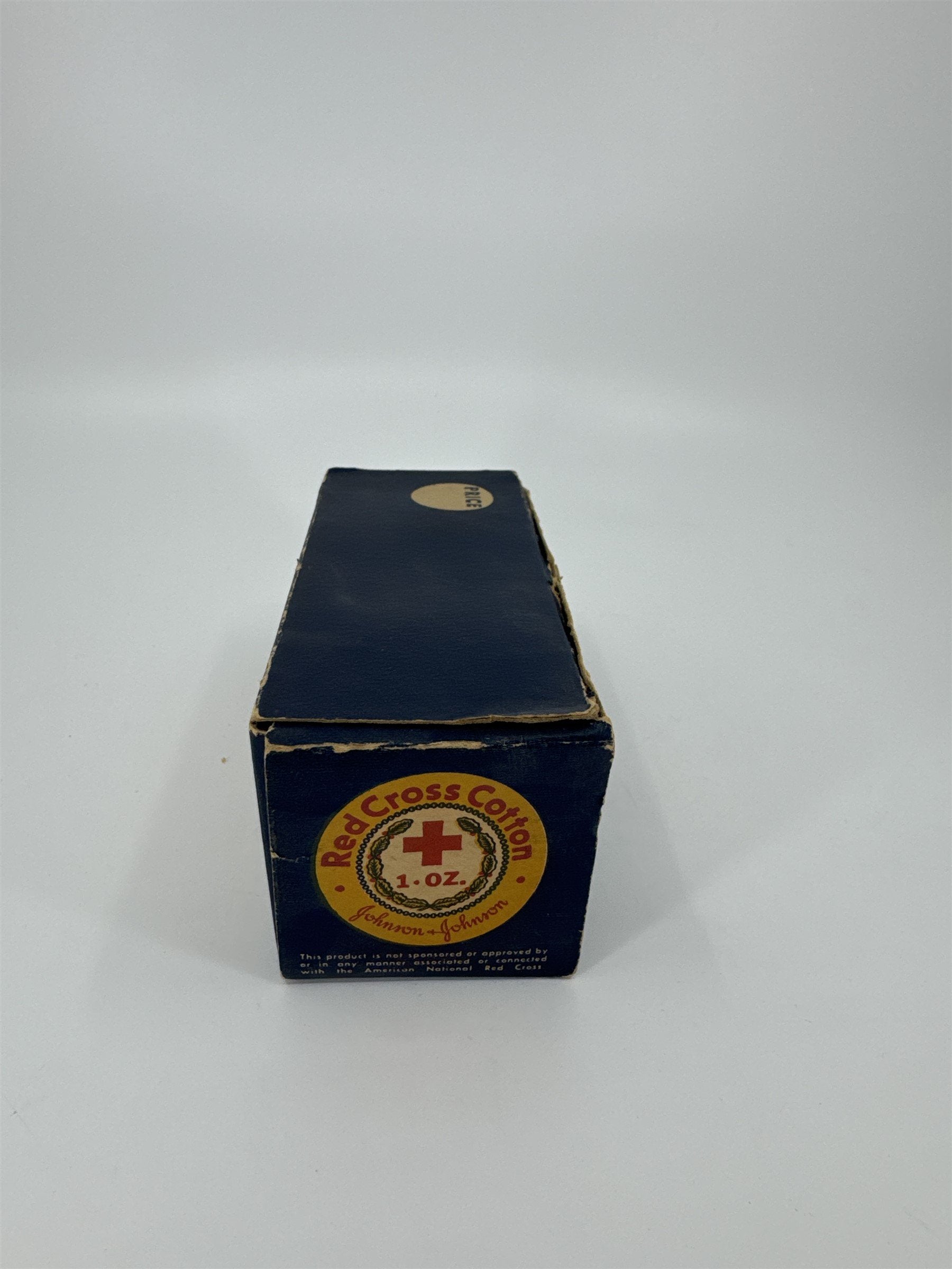 Vintage Johnson & Johnson Red Cross Cotton 1oz Box /w Original Cotton Contents