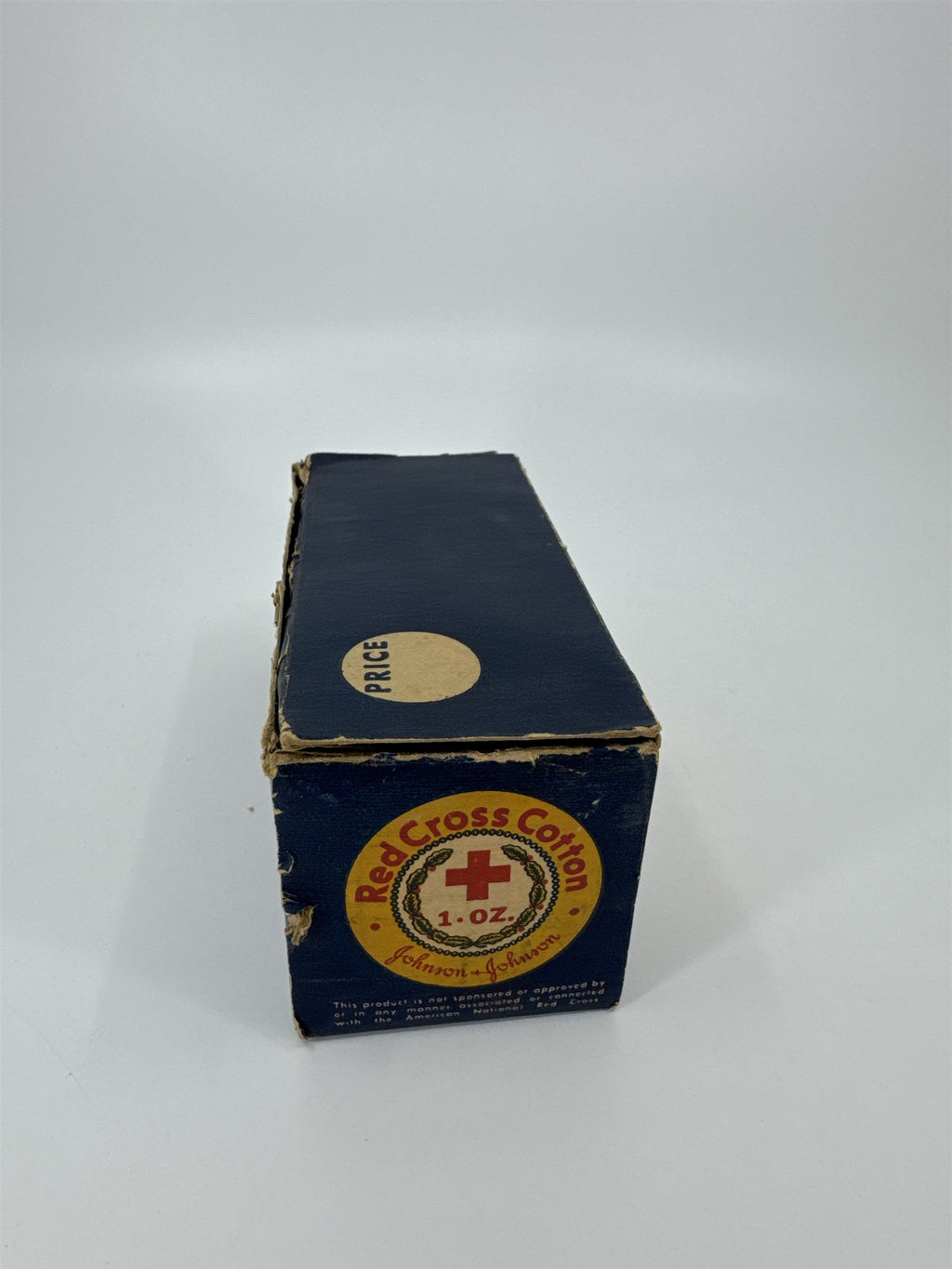 Vintage Johnson & Johnson Red Cross Cotton 1oz Box /w Original Cotton Contents