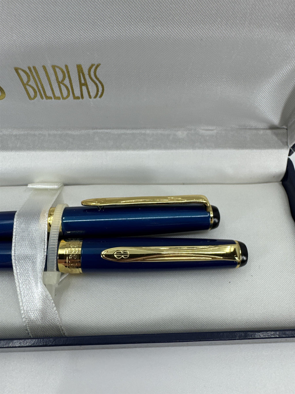 Vintage NOS Bill Blass Set of Mechanical Pencil and Ballpoint Ink Pen Royal Blue