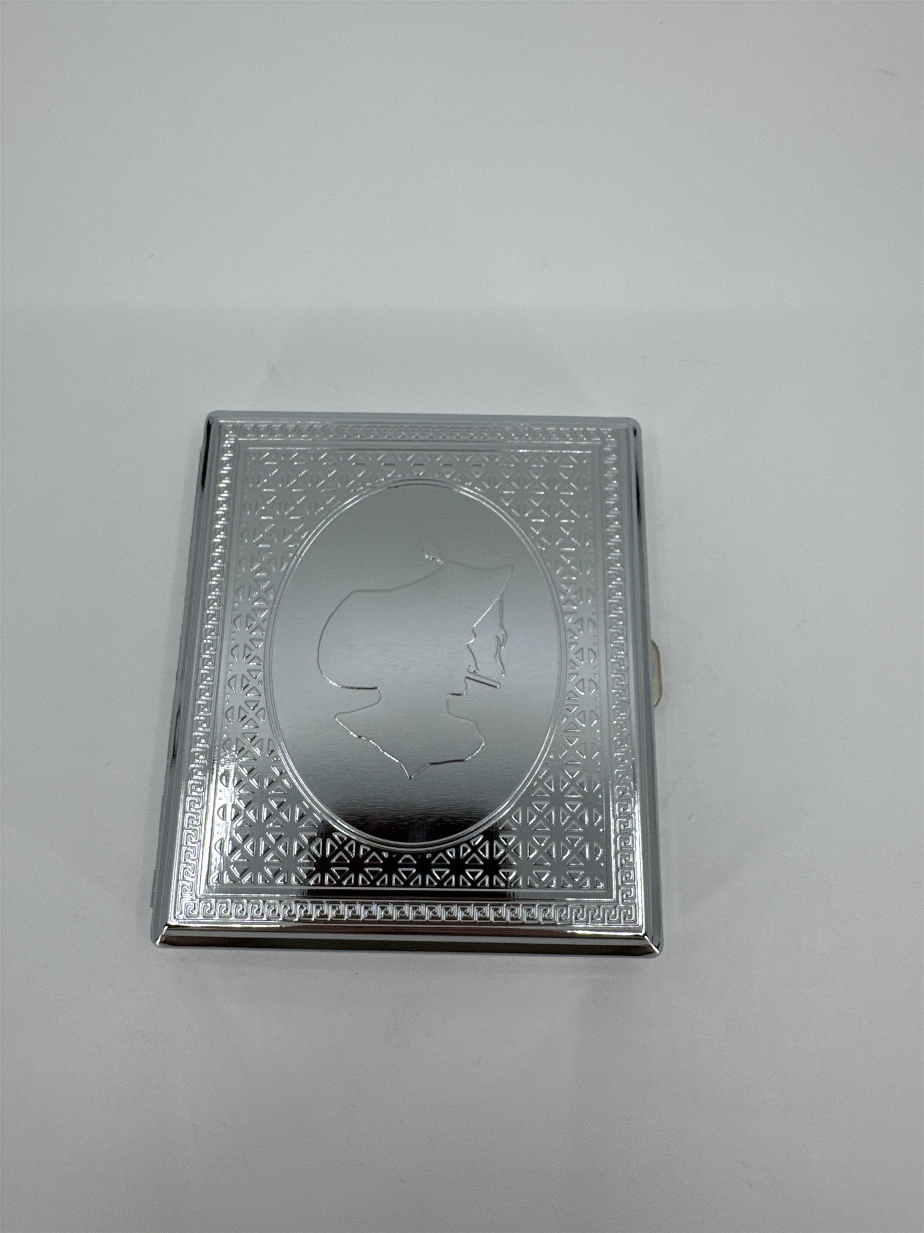 Gambler Cigarette Carrying Case Woman Smoking /w Bonnet Embossed Cigarette Case