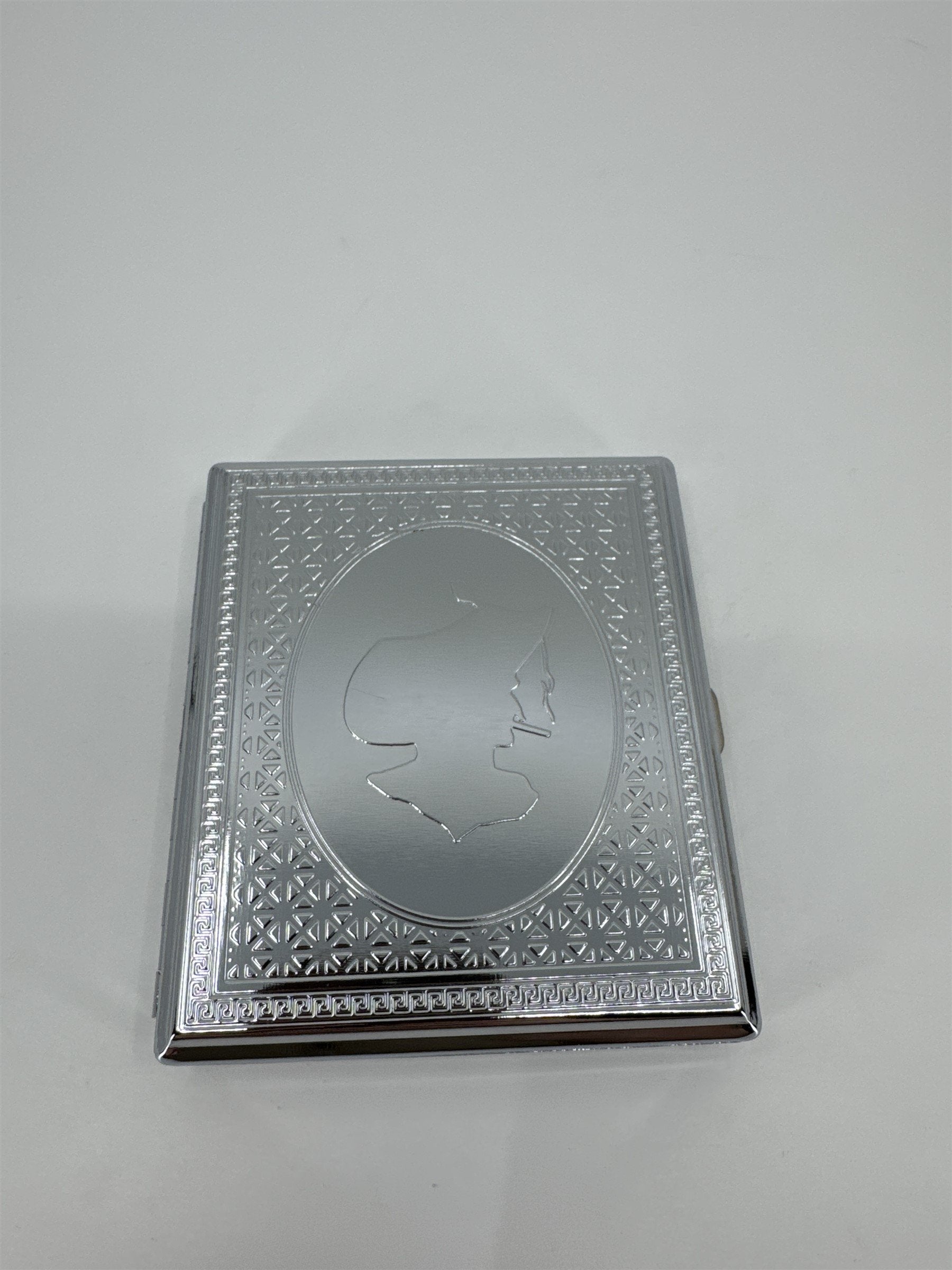 Gambler Cigarette Carrying Case Woman Smoking /w Bonnet Embossed Cigarette Case