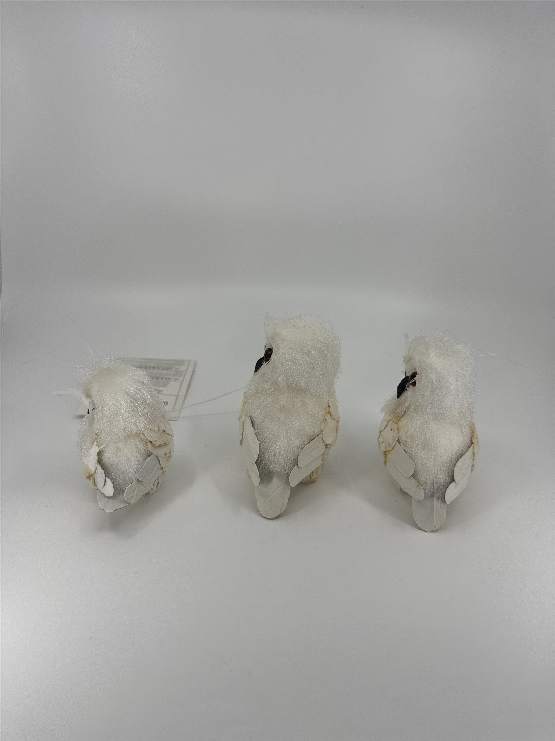 Vintage Home Interiors Set of 3 Decorative White Snowy Owl Ornaments #51141 NOS