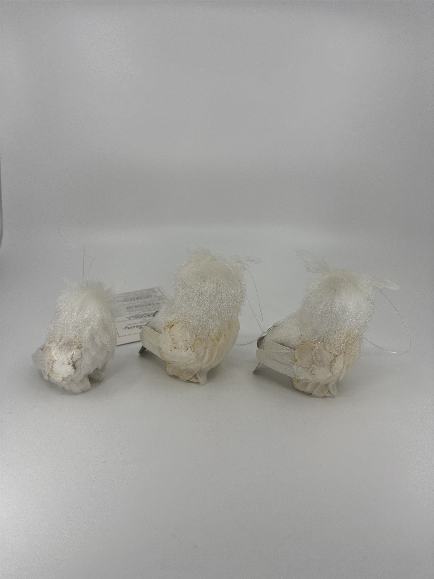 Vintage Home Interiors Set of 3 Decorative White Snowy Owl Ornaments #51141 NOS