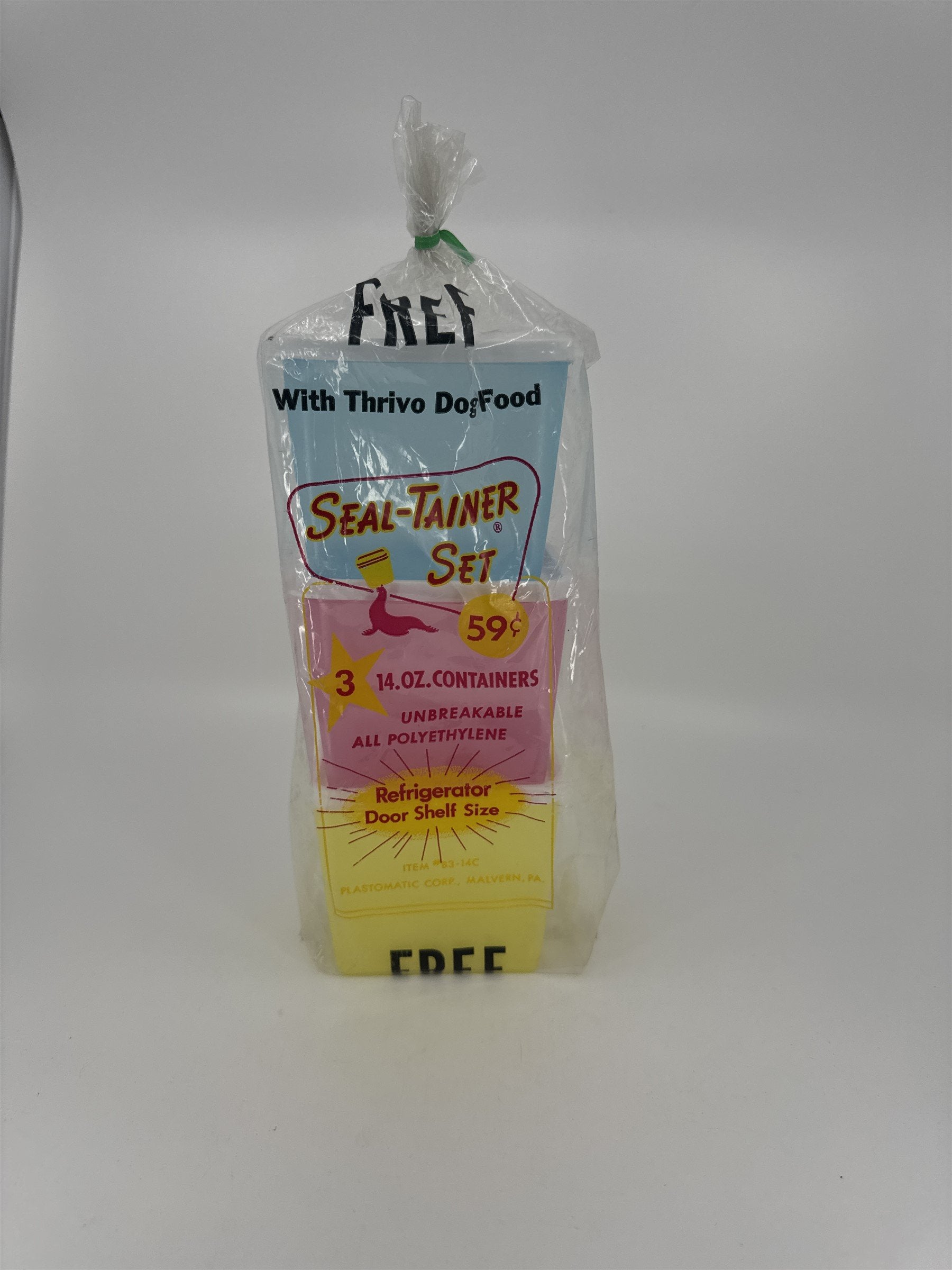 Trivo Dog Food Seal-Tainer Set of 3x 14oz Containers Unbreakable Polyethylene