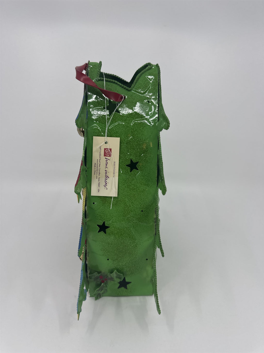Home Interiors Metal Christmas Tree Candle Holder With Bells and Glass 59151 NOS