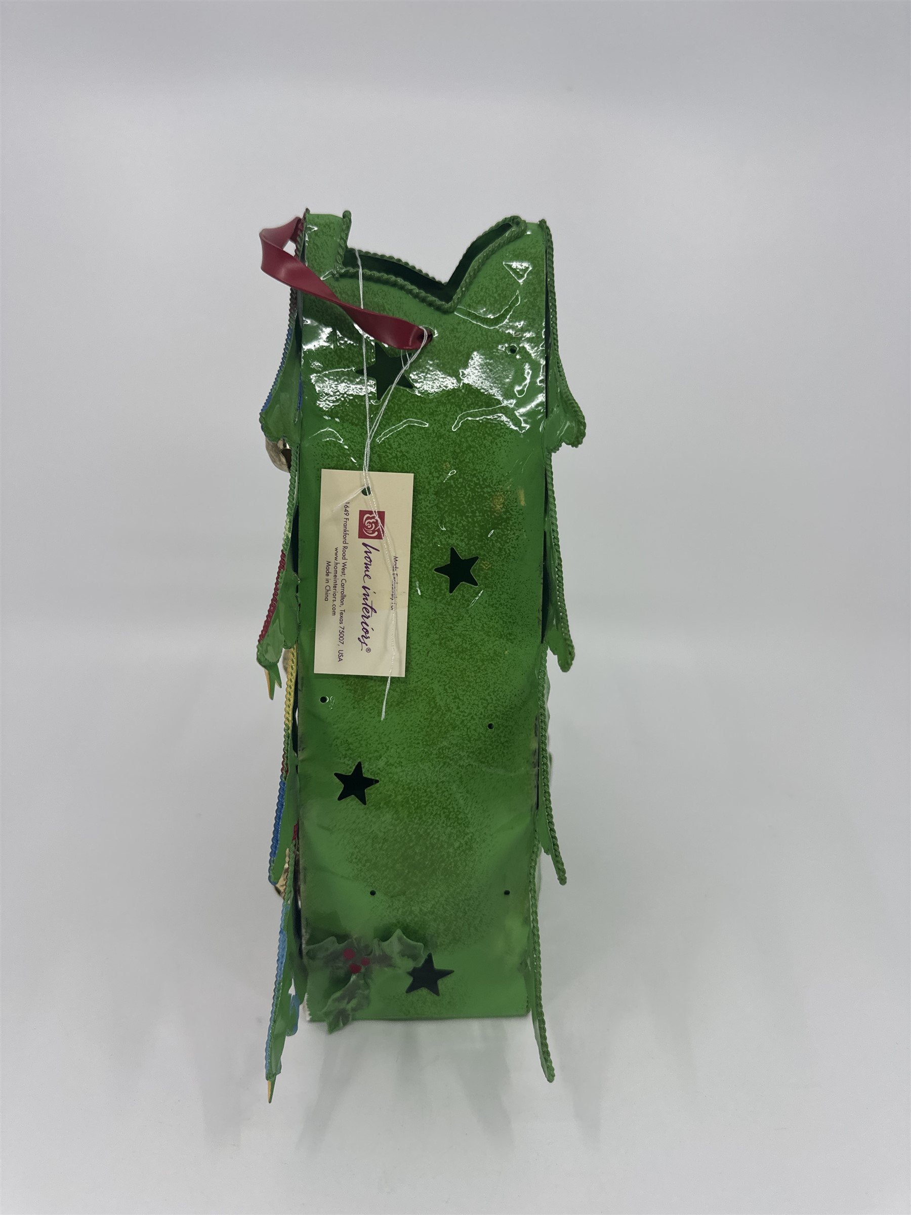 Home Interiors Metal Christmas Tree Candle Holder With Bells and Glass 59151 NOS
